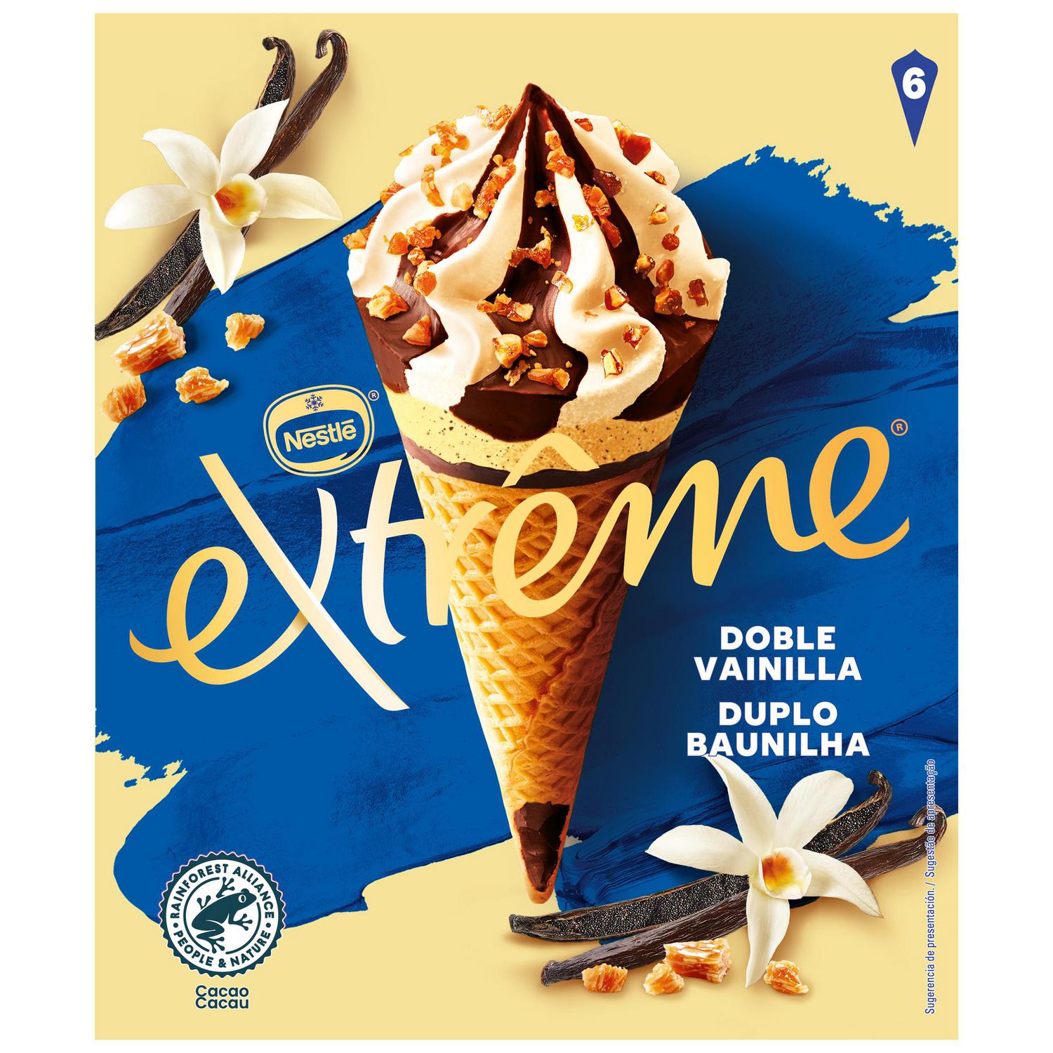 Conos con helado de vainilla Extrême Nestle 6 ud.