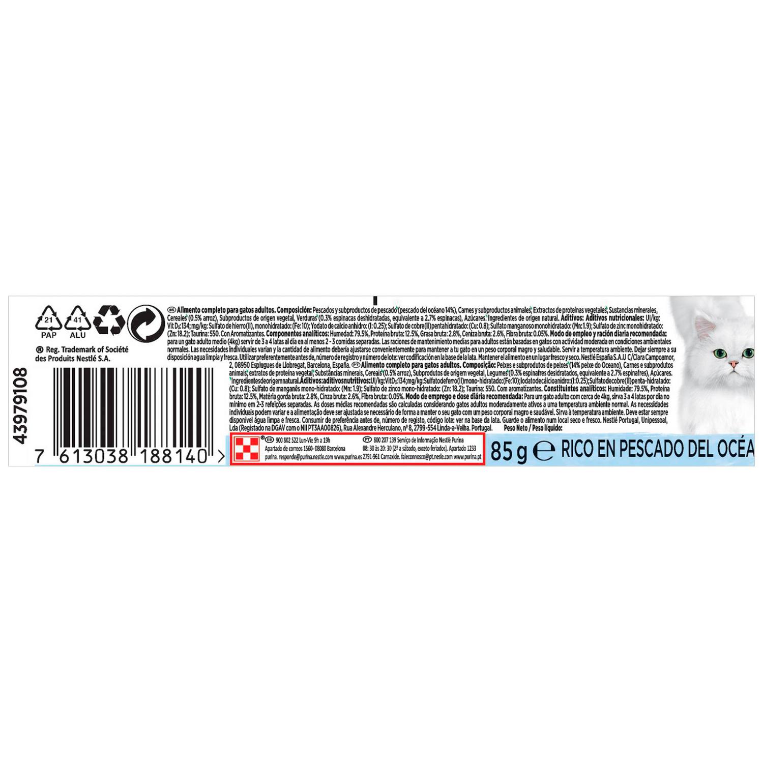 Comida húmeda pescado del océano para gato adulto Purina Gourmet Nature's Creations 85 g