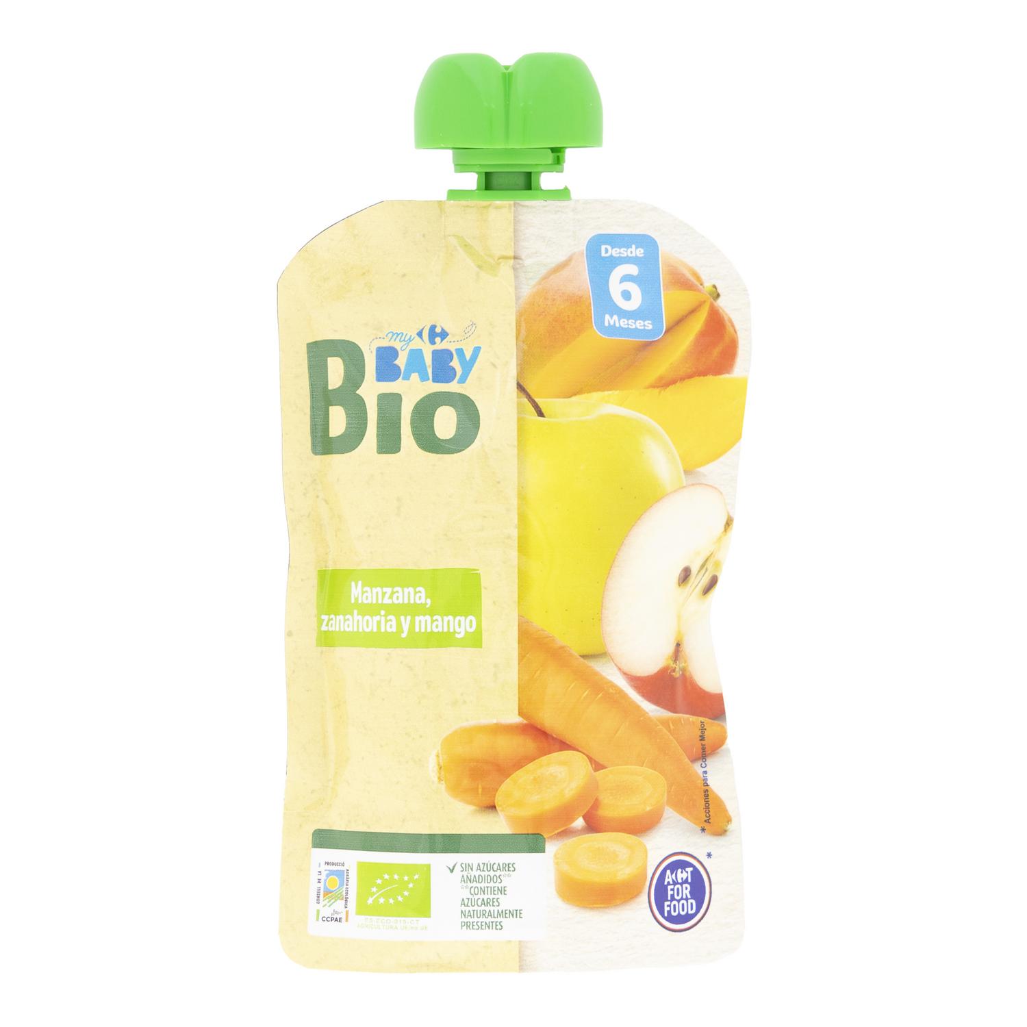 Bolsita de manzana, zanahoria y mango ecológica My Carrefour Baby Bio 100 g.