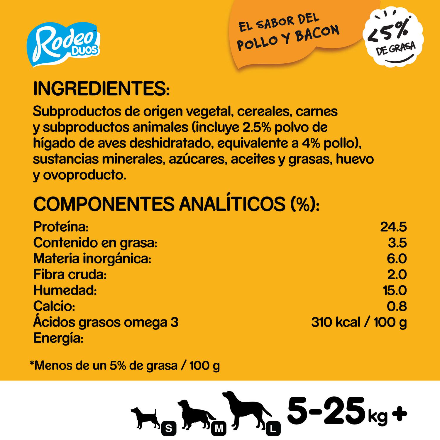 Snacks de pollo y bacon para perro Pedigree Rodeo Duos 123 g.