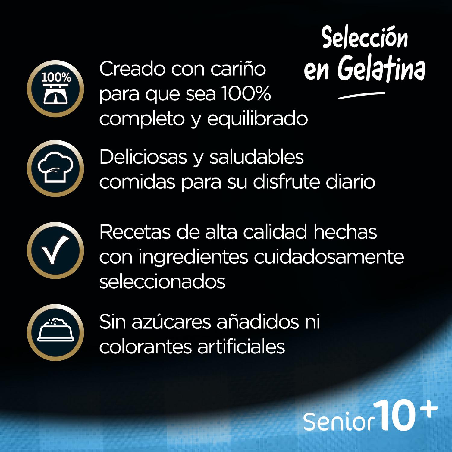 Comida húmeda selección carnes mixtas en gelatina para perro senior Cesar pack de 4 unidades de 100 g.