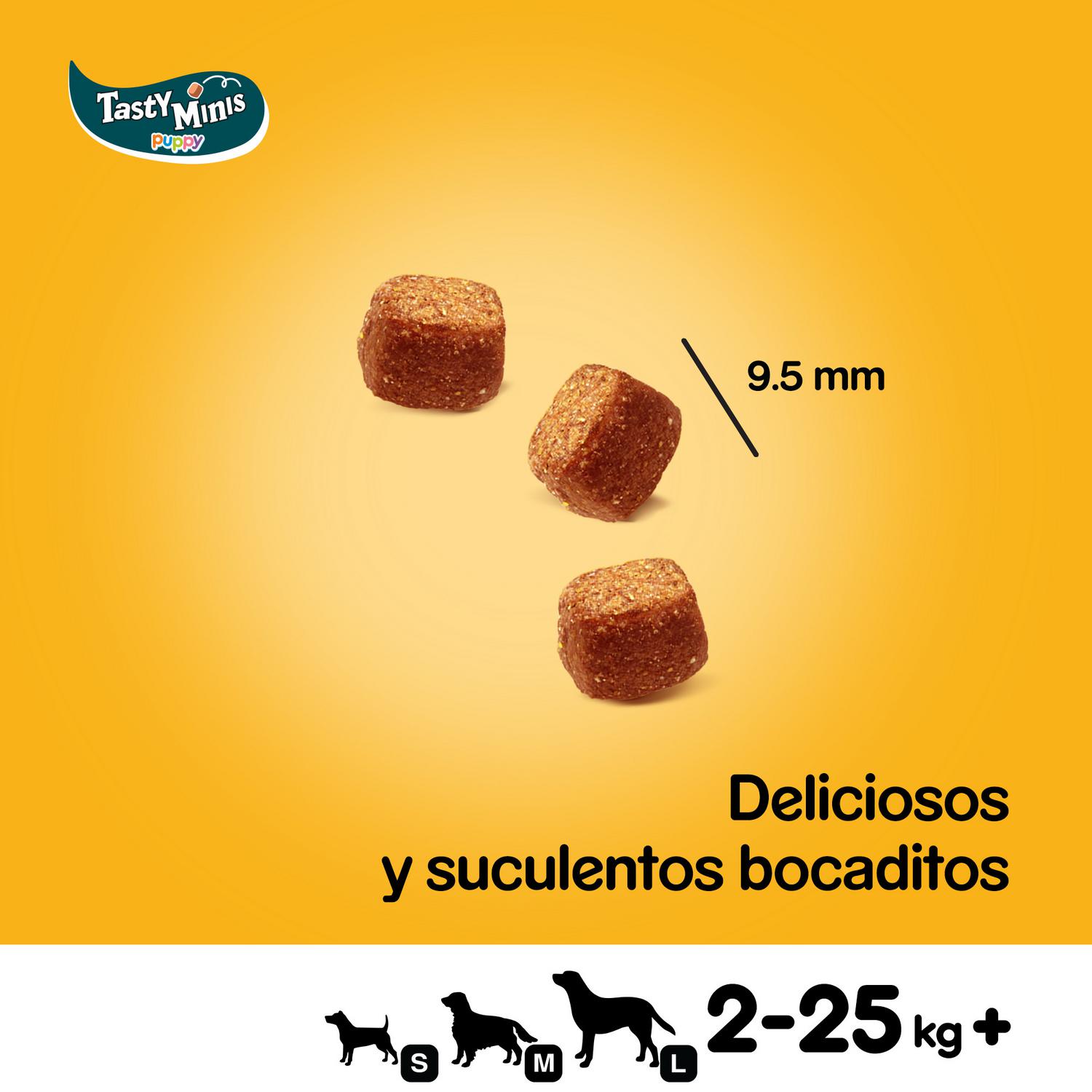 Snacks de pollo para perros cachorros Pedigree Tasty Minis Junior 125 g.