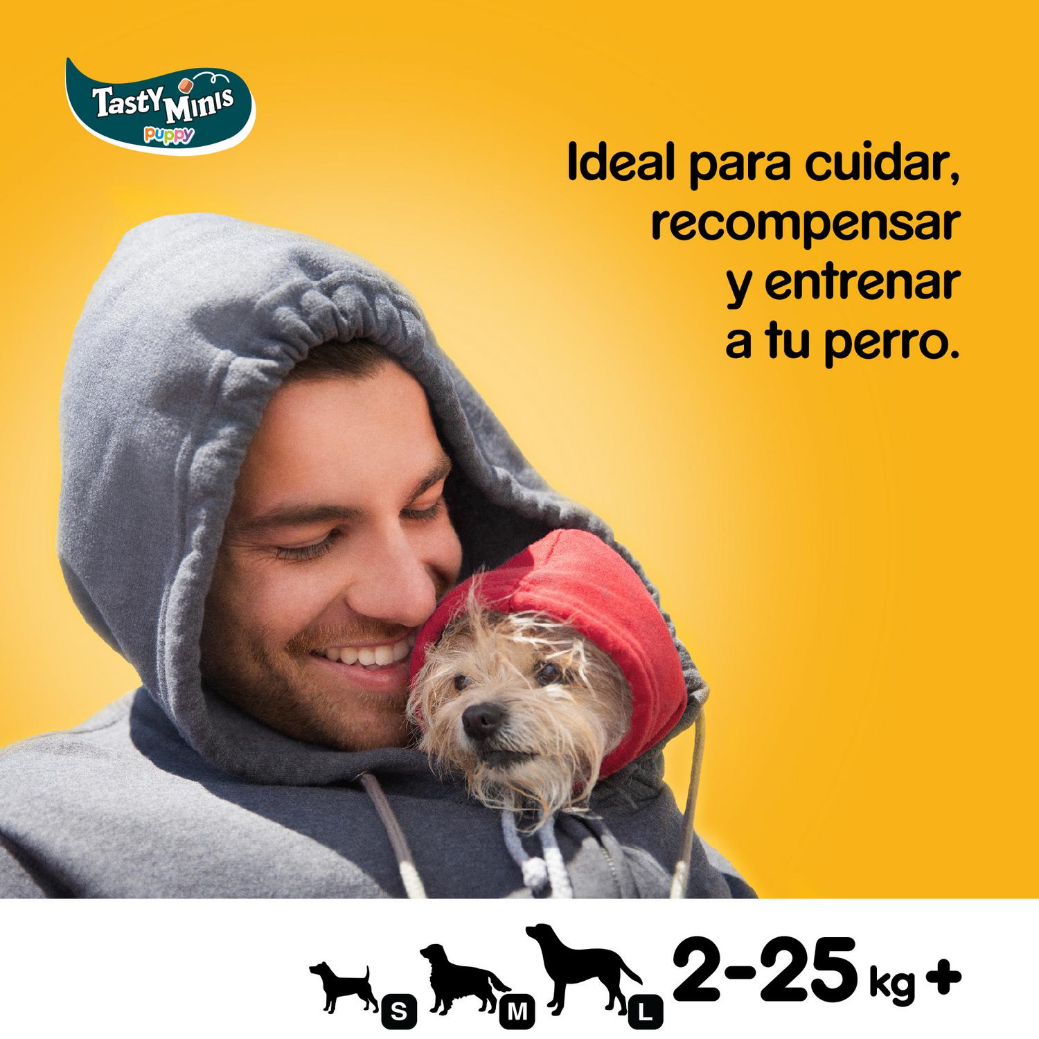 Snacks de pollo para perros cachorros Pedigree Tasty Minis Junior 125 g.