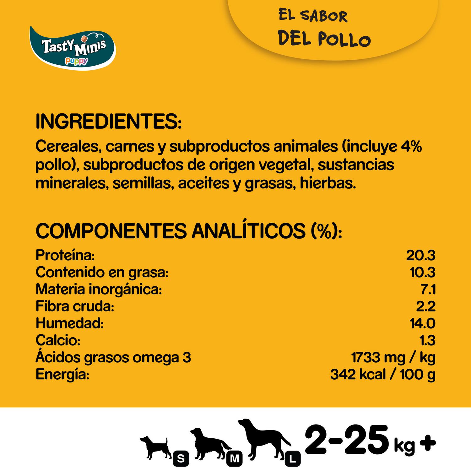 Snacks de pollo para perros cachorros Pedigree Tasty Minis Junior 125 g.