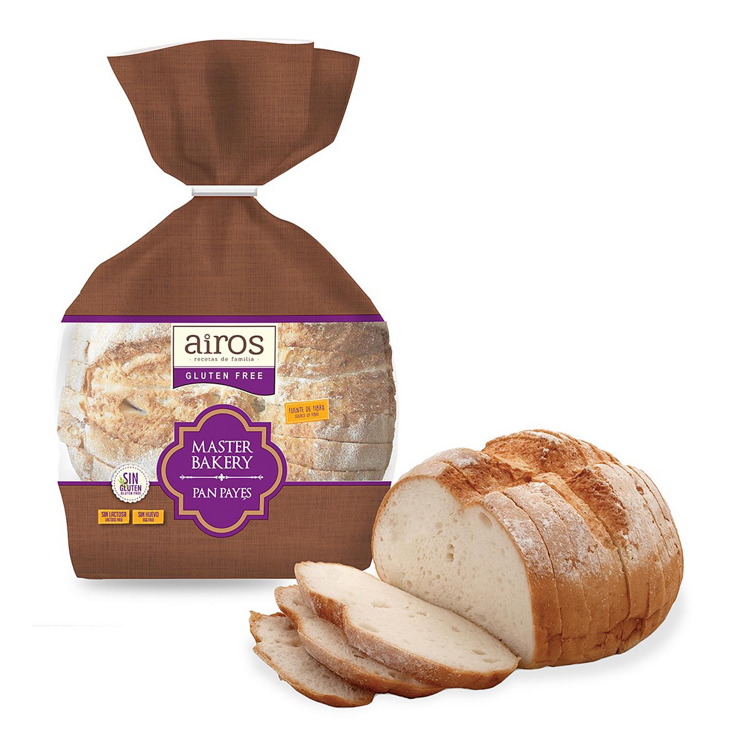 Pan payés fresco Master Bakery Airos sin gluten y sin lactosa 300 g.