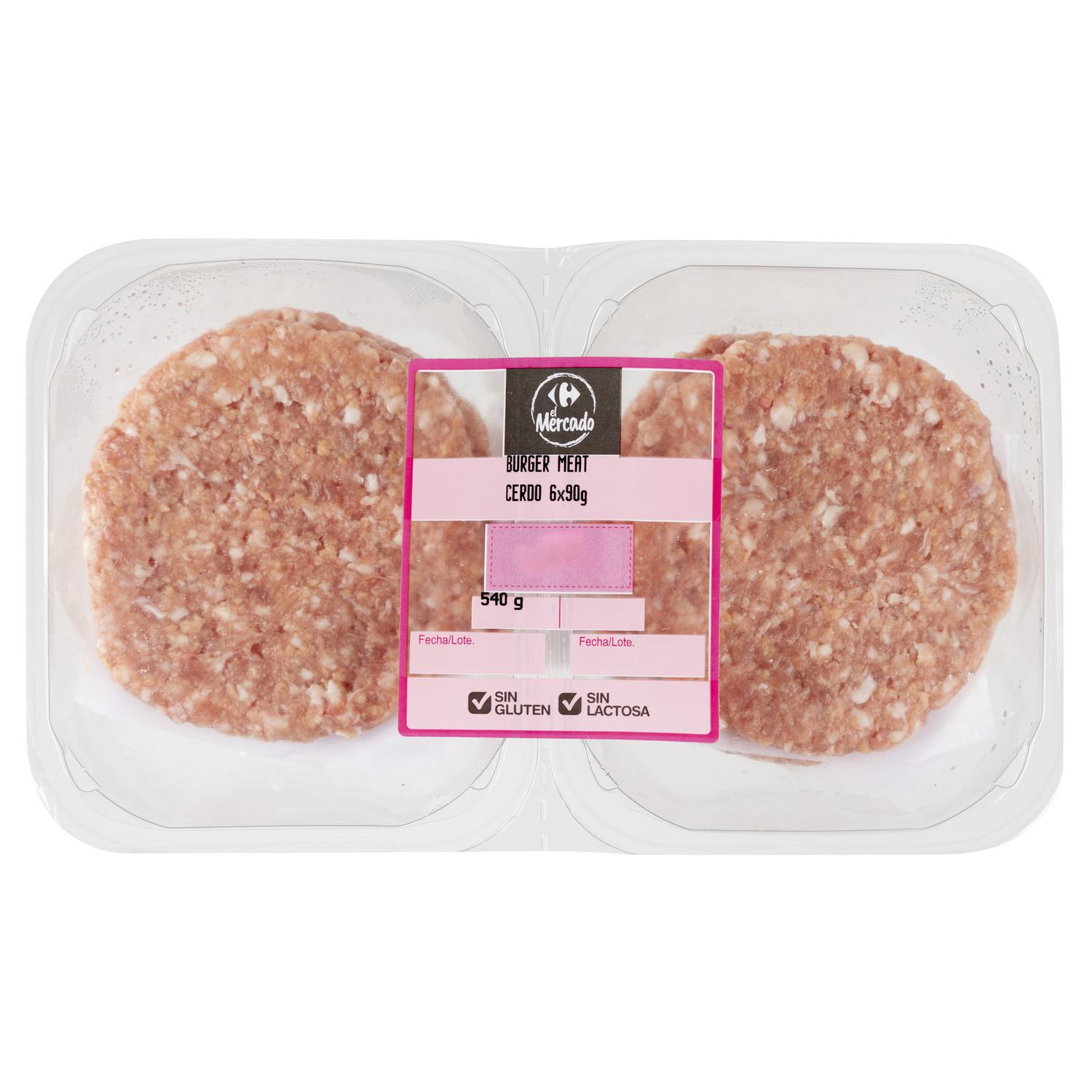 Hamburguesa de cerdo Carrefour El Mercado 6x90 g