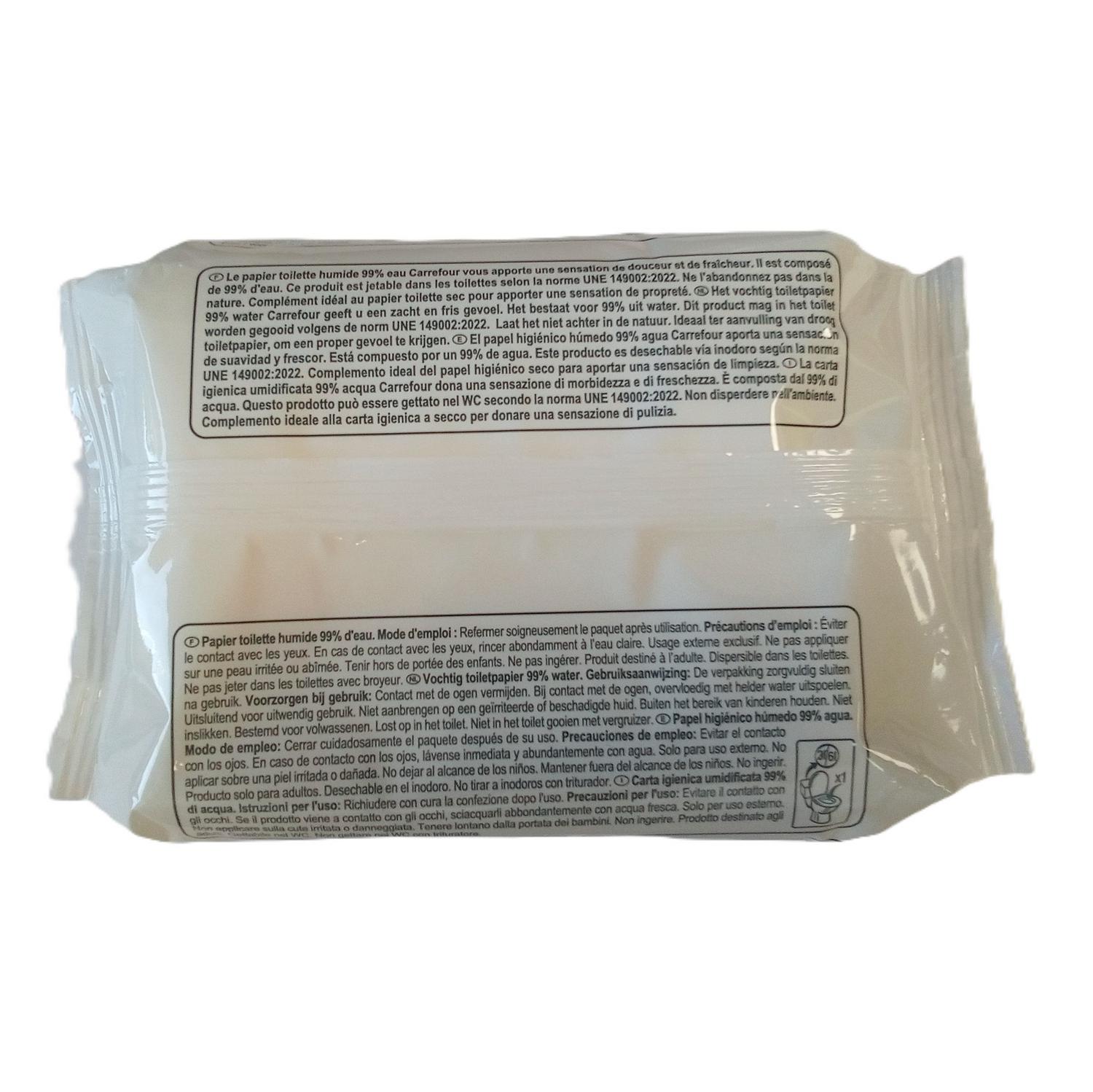 Papel higiénico húmedo pure Carrefour Soft 70 ud.