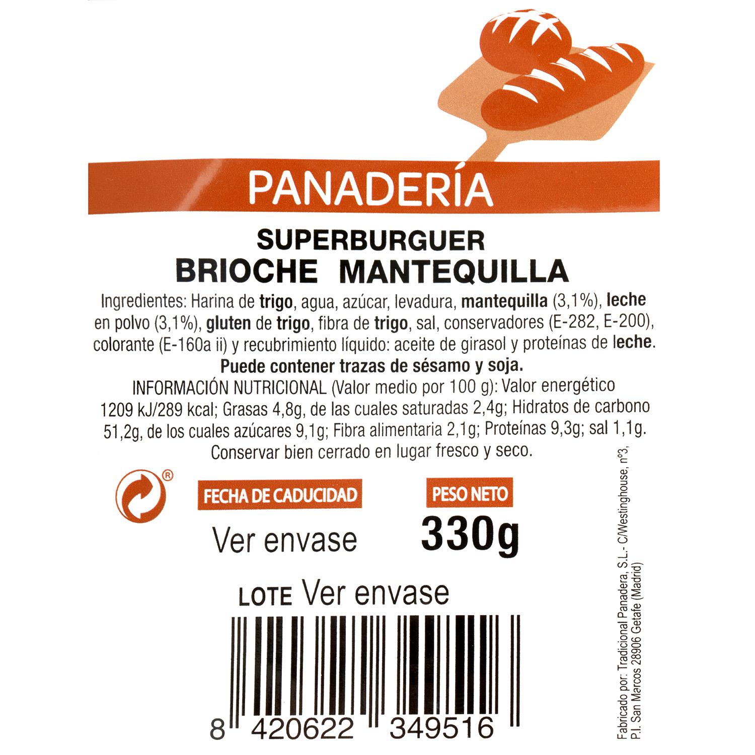 Pan Superburguer Brioche 330 g