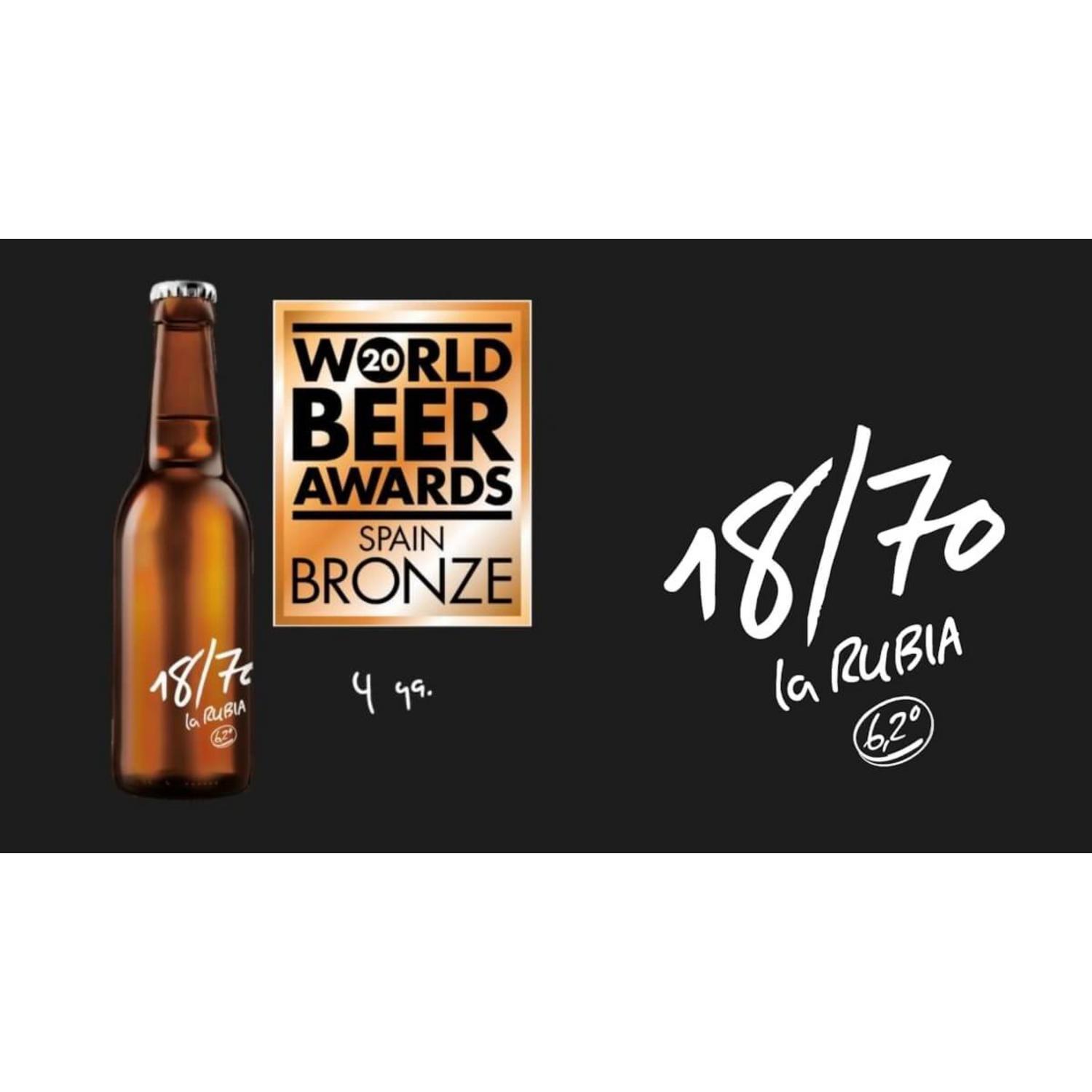 Cerveza rubia 18/70 botella 33 cl.
