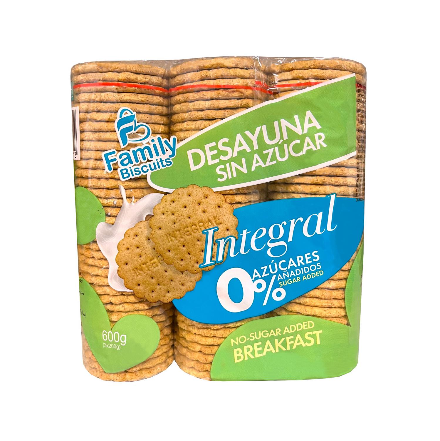 Galletas María integral Family Biscuits sin azúcar añadido 600 g.
