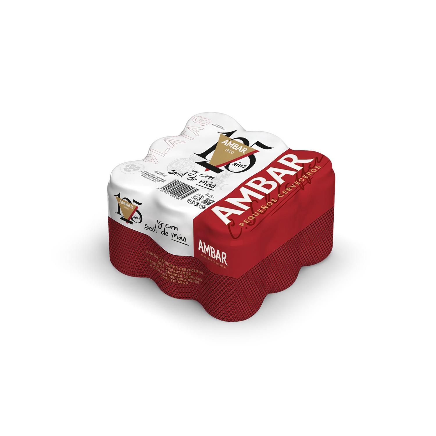 Cerveza Ambar pack 9 latas 33 cl.
