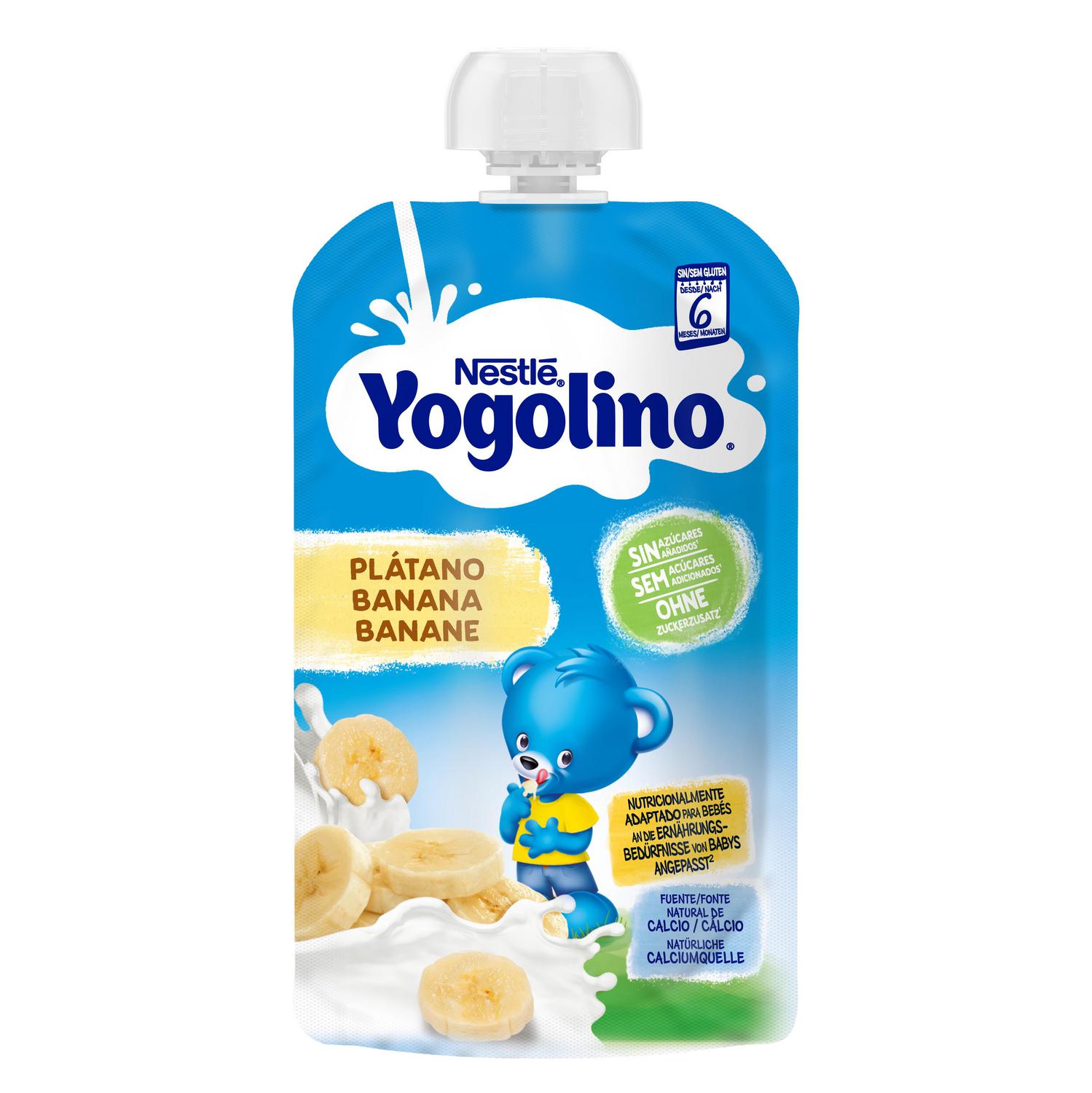 Postre lácteo de plátano desde 6 meses Nestlé Yogolino sin gluten y sin azúcar añadido 100 g.