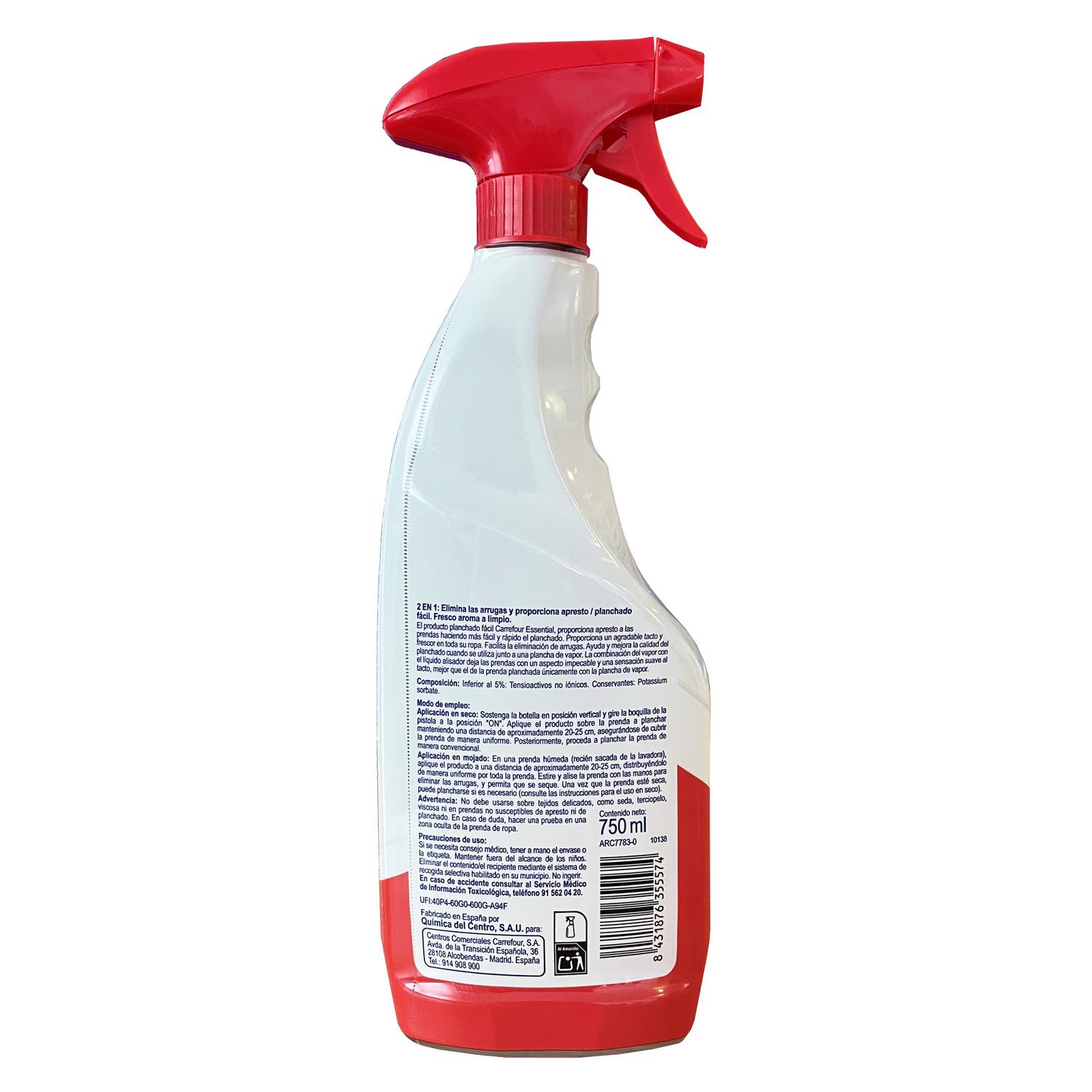 Apresto planchado fácil 2 en 1 Essential Carrefour 750 ml.