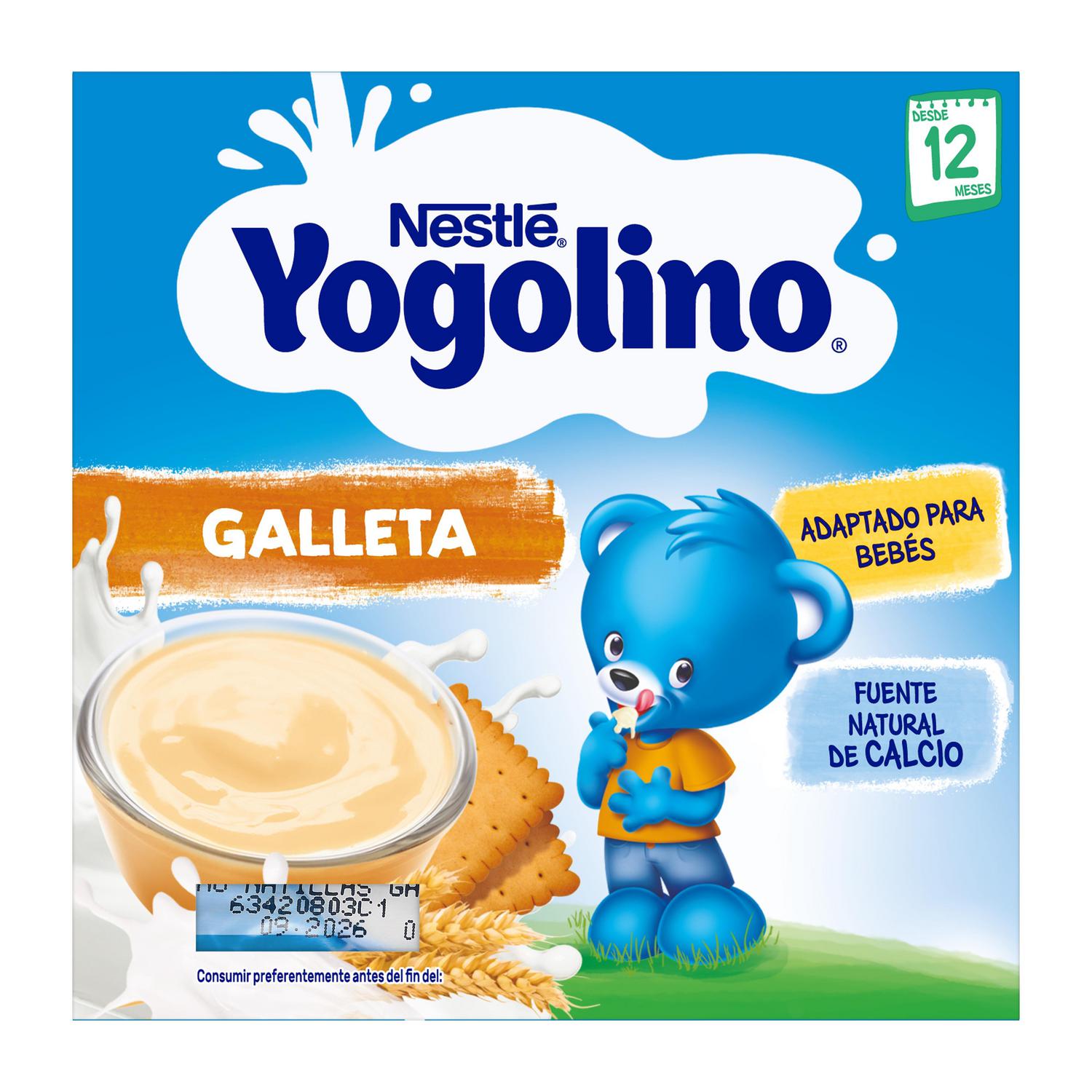 Postre lácteo de galleta desde 12 meses Nestlé Yogolino pack de 4 unidades de 100 g.