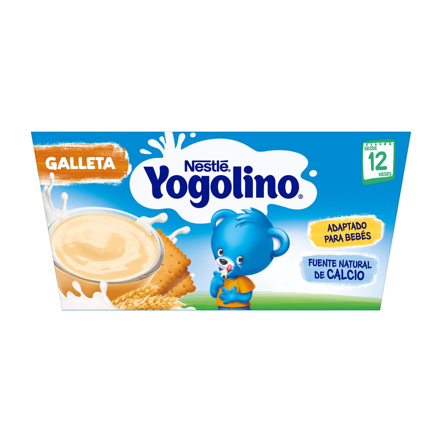 Postre lácteo de galleta desde 12 meses Nestlé Yogolino pack de 4 unidades de 100 g.