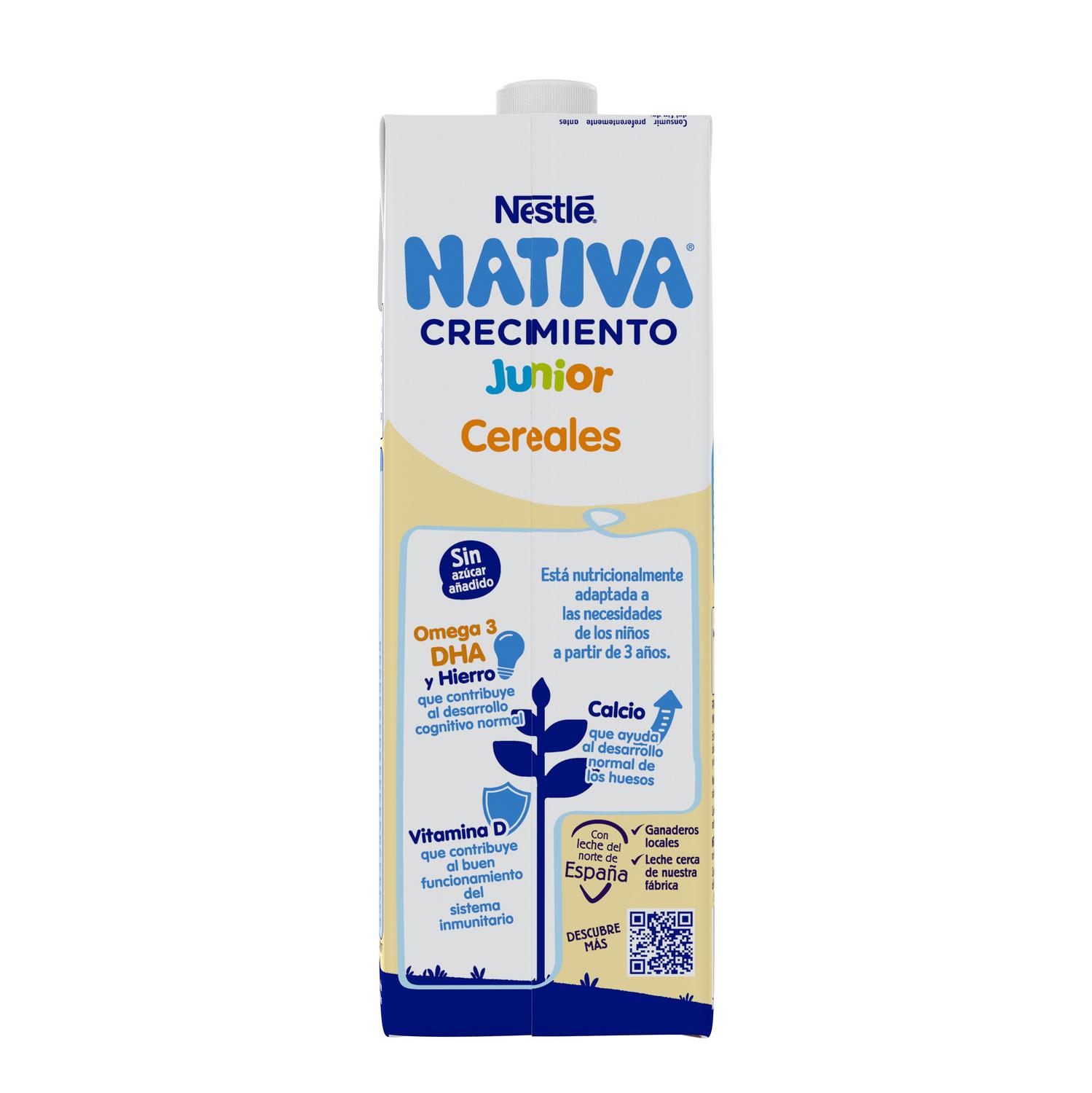 Preparado lácteo infantil de crecimiento desde 3 años con cereales Nestlé Nativa Junior brik 1 l.