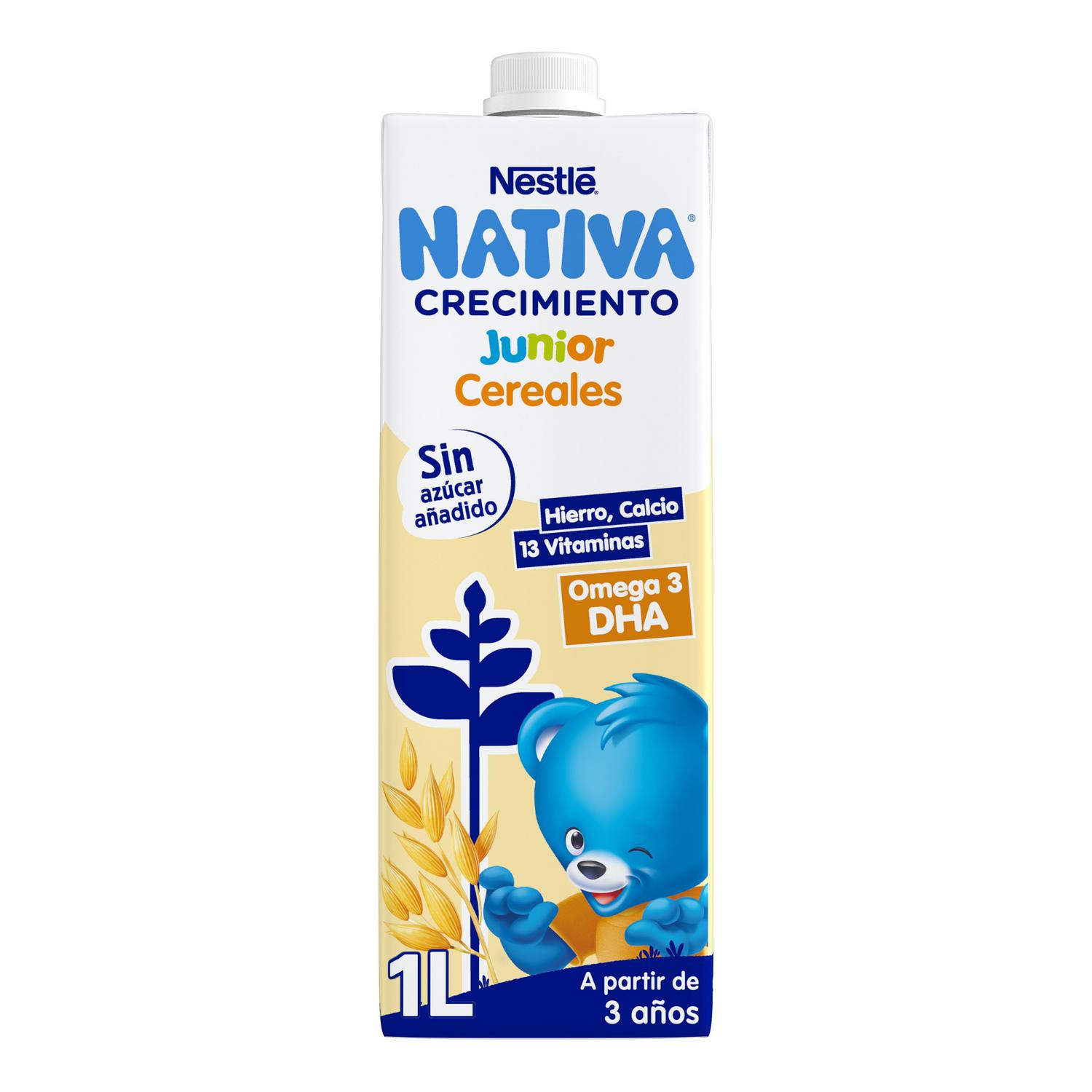 Preparado lácteo infantil de crecimiento desde 3 años con cereales Nestlé Nativa Junior brik 1 l.