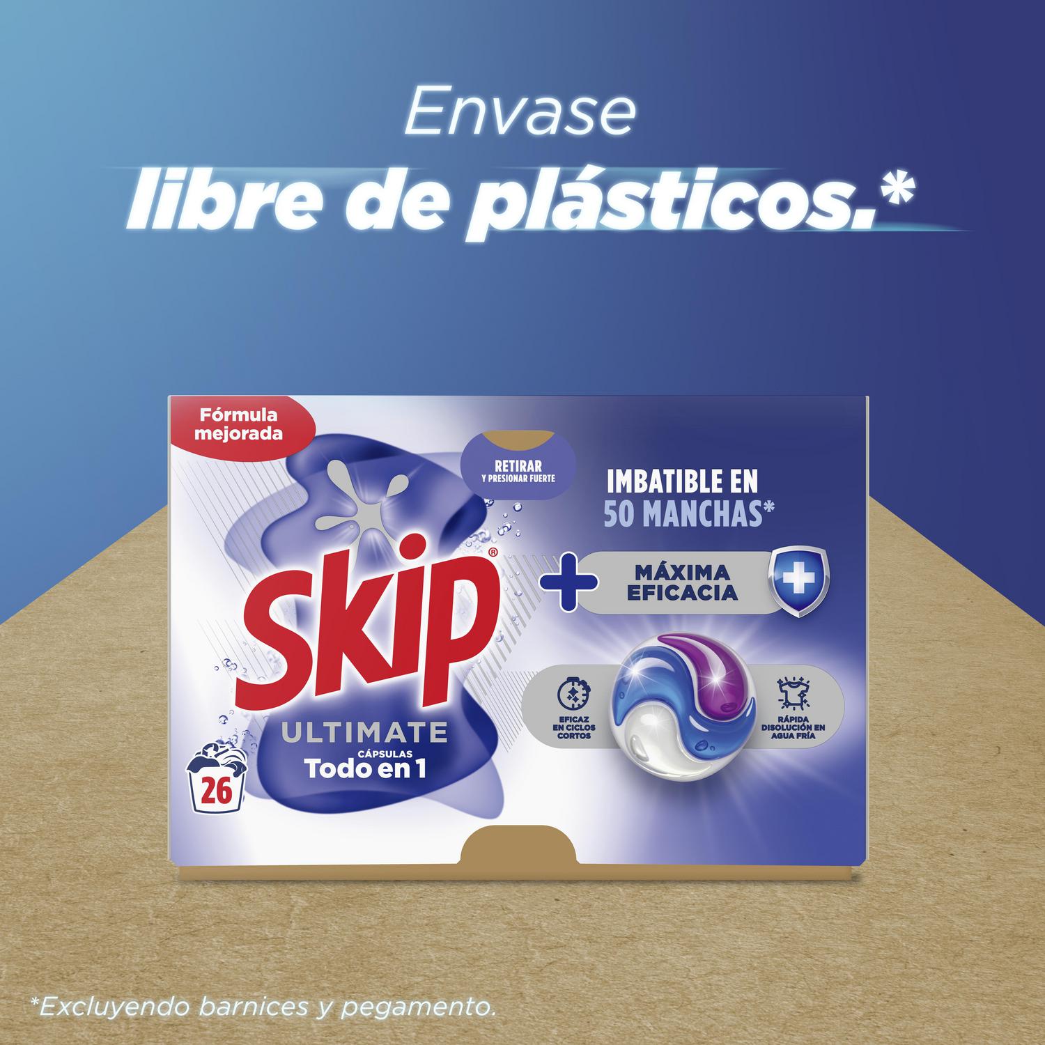 Detergente Máxima Eficacia Skip Ultimate 26 lavados.