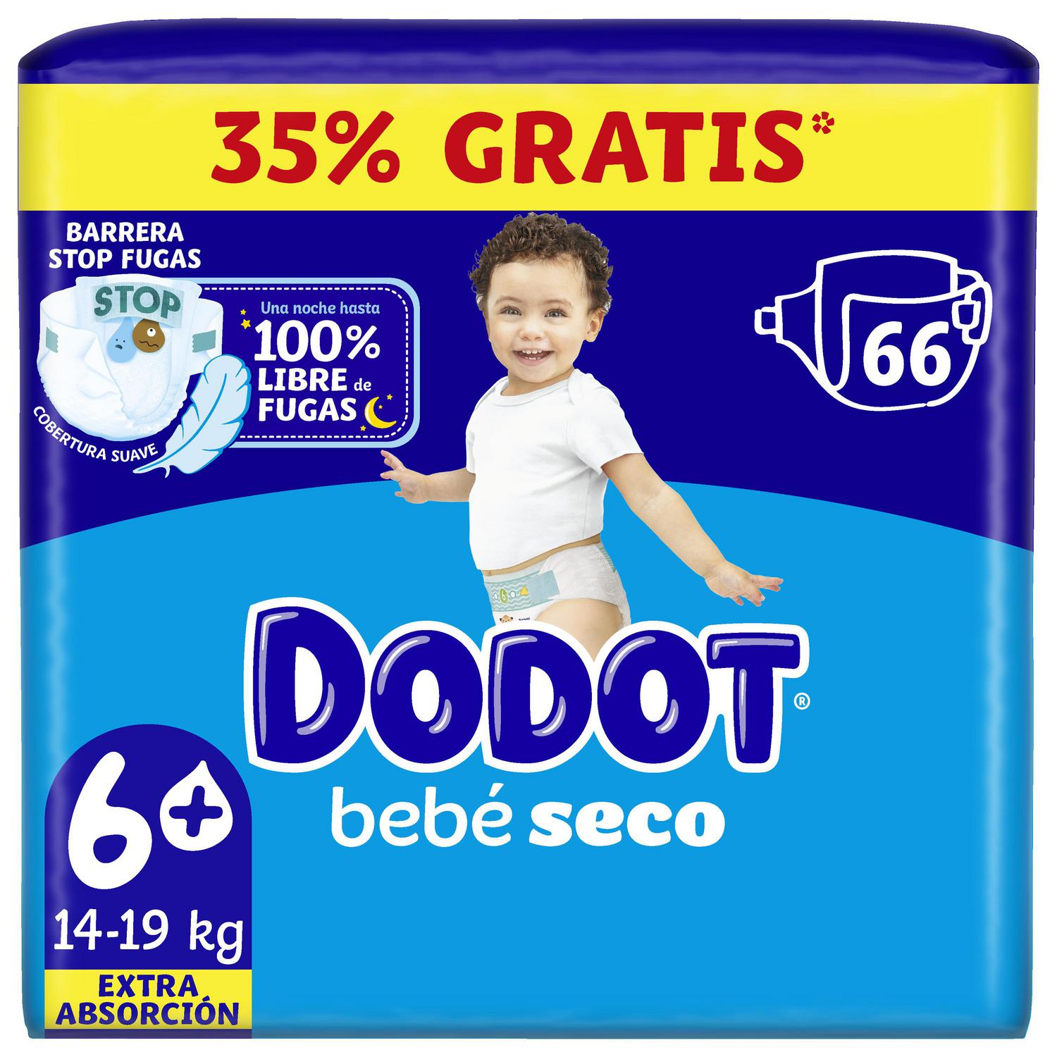 Pañales bebé seco Dodot T6 (13-18 kg) 66 ud.