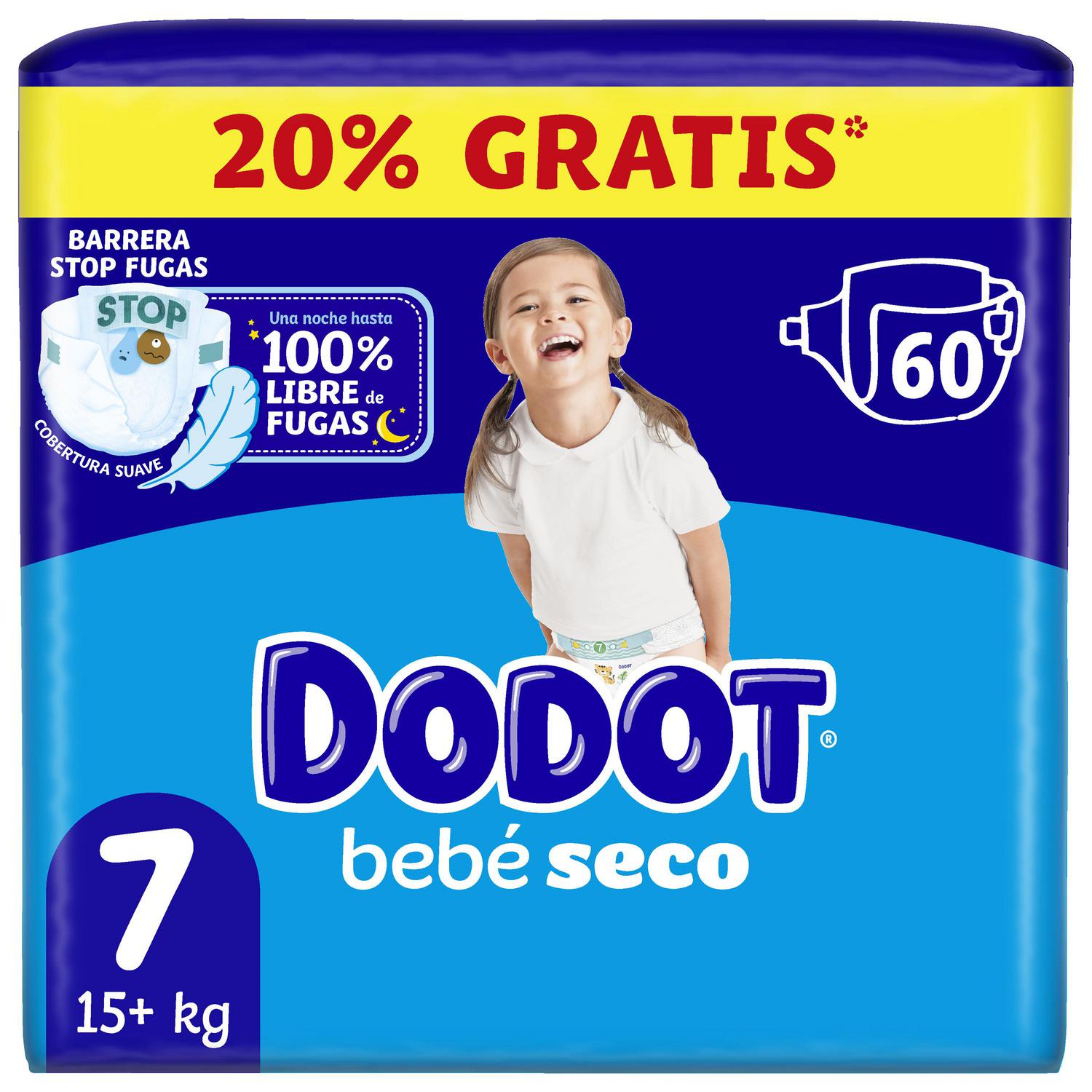 Pañales bebé seco Dodot T7 (15+ kg) 60 ud.