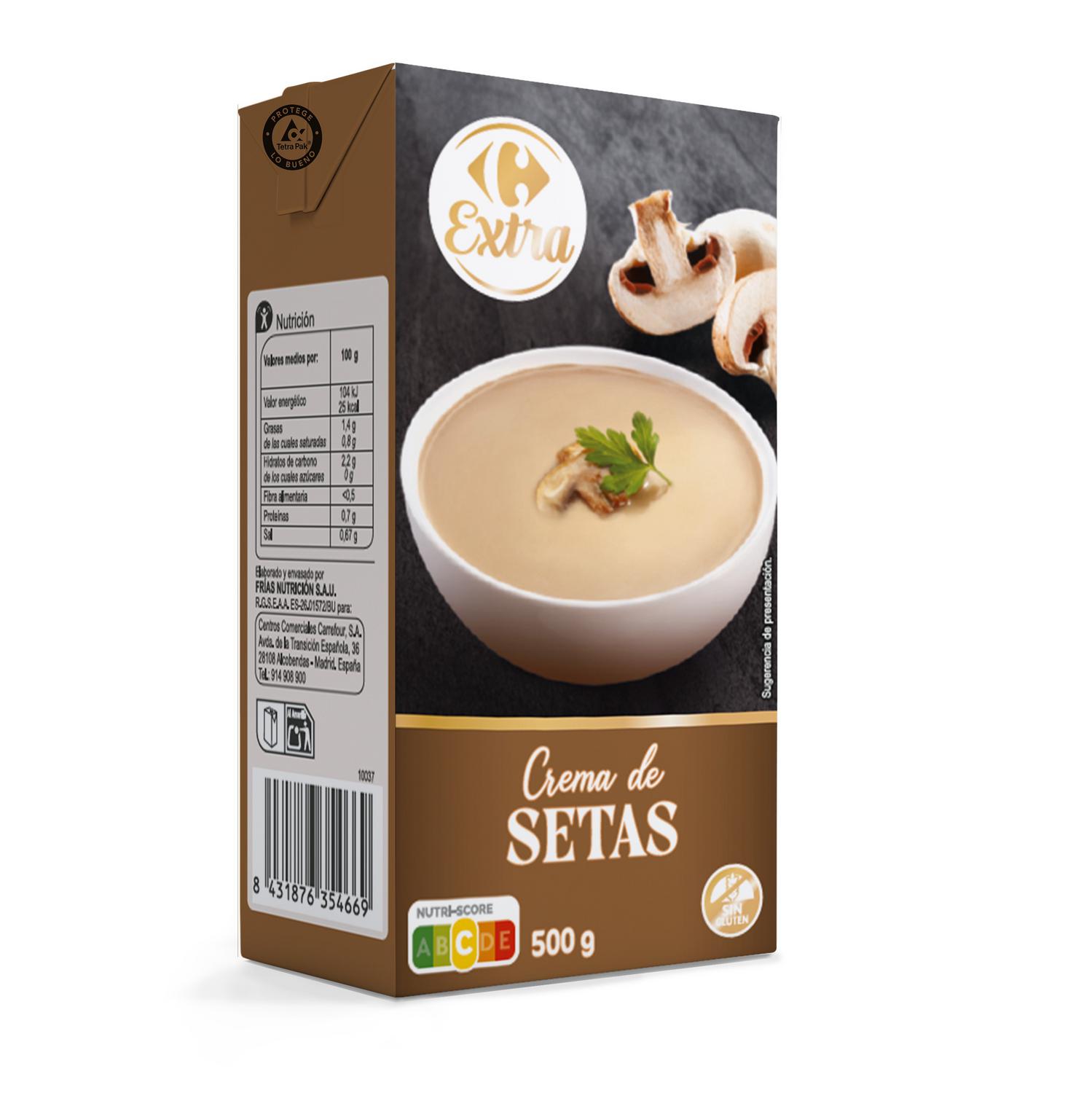 Crema de setas Carrefour Extra sin gluten 500 g.