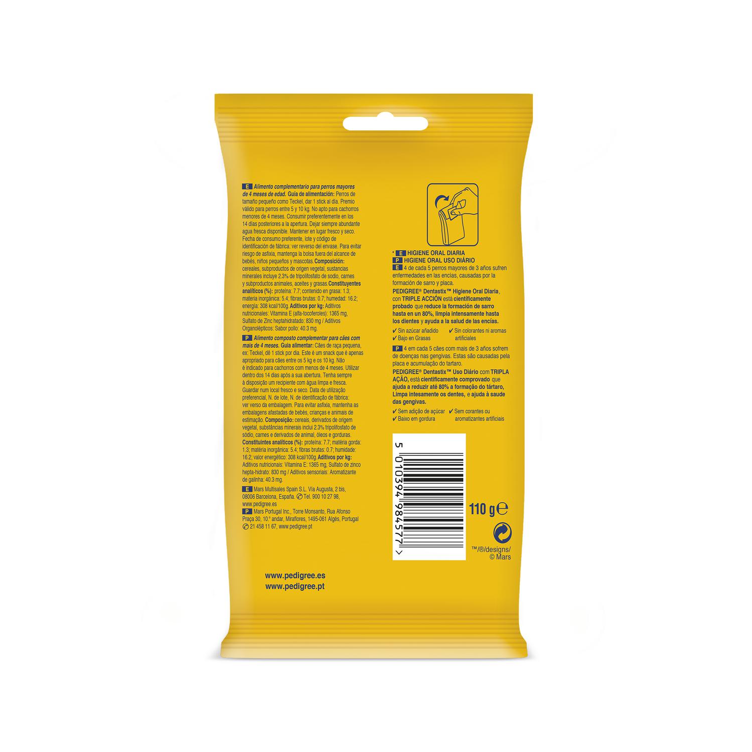 Snacks dental para perros pequeños Pedigree Dentastix pack de 7 unidades