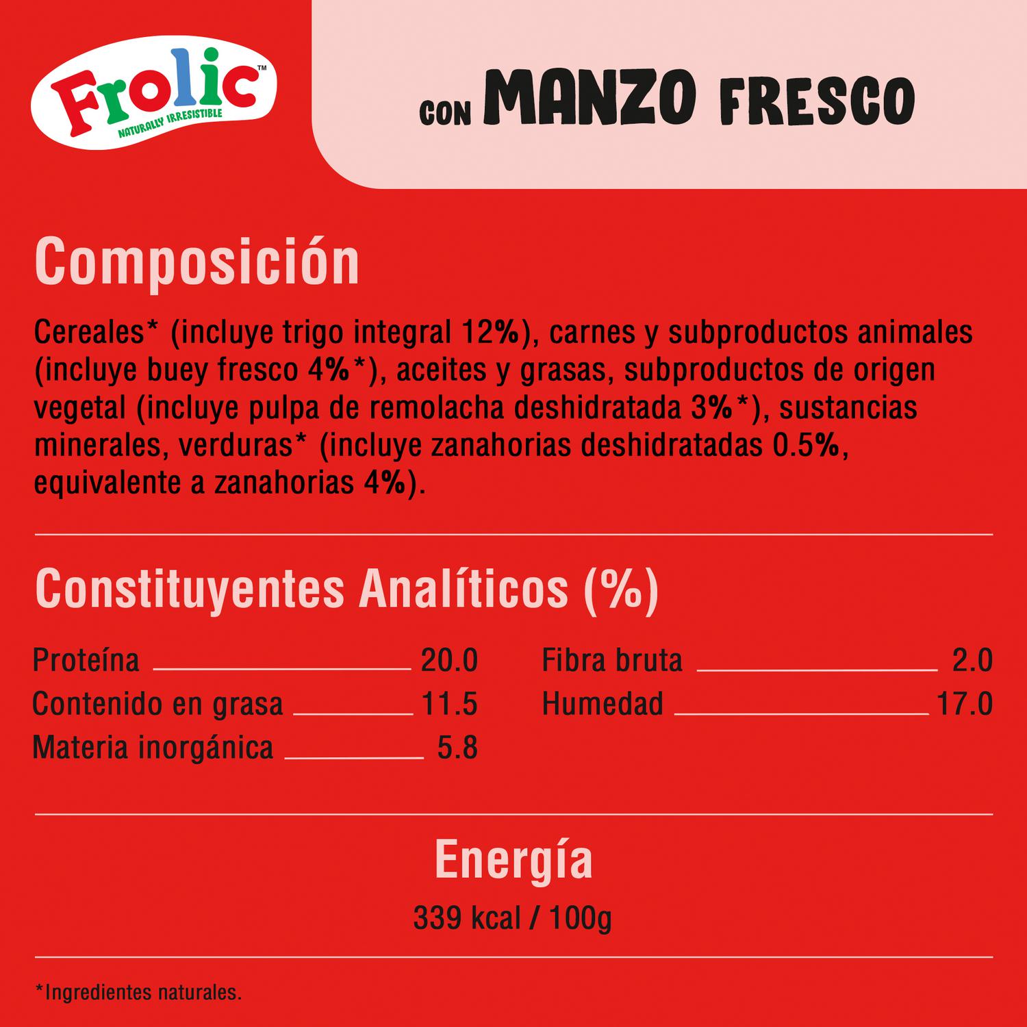 Pienso de buey para perro Frolic 1,5 kg