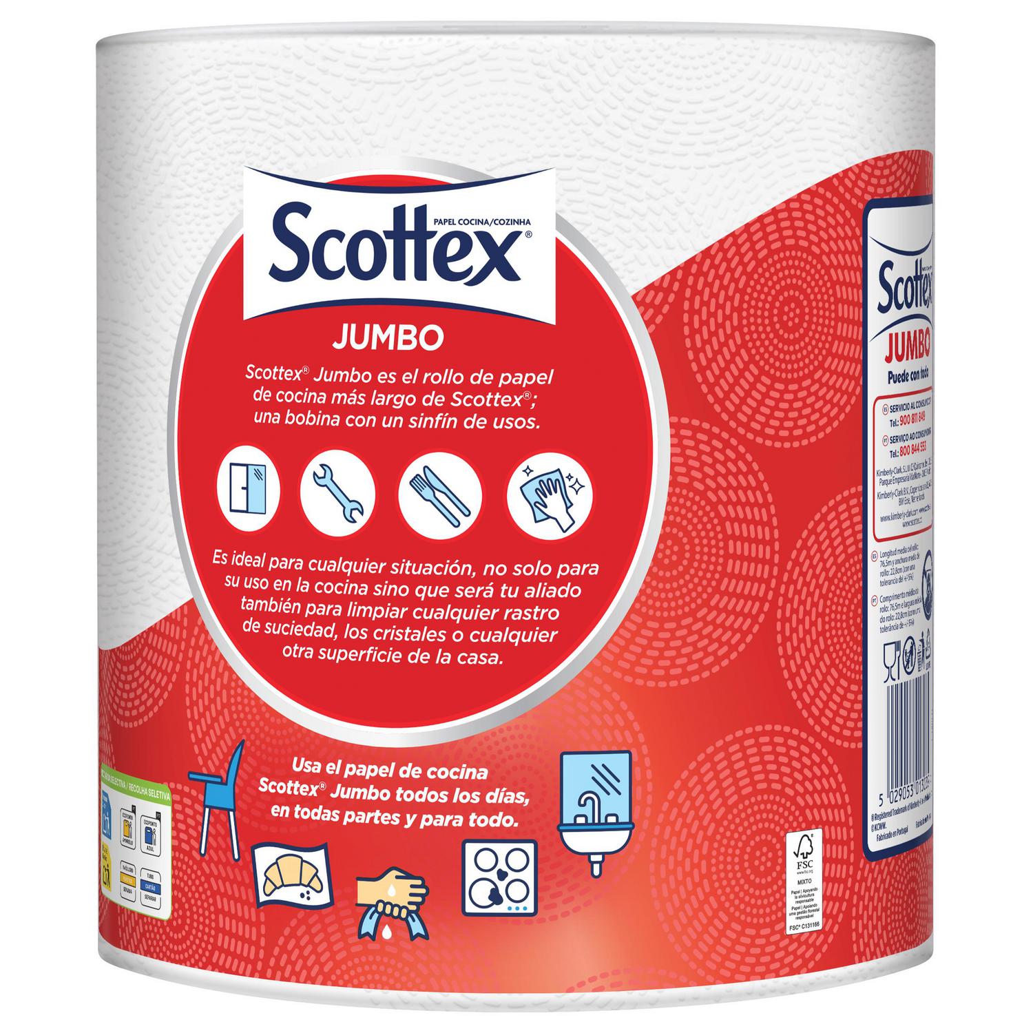 Papel de cocina Jumbo Scottex 1 rollo.
