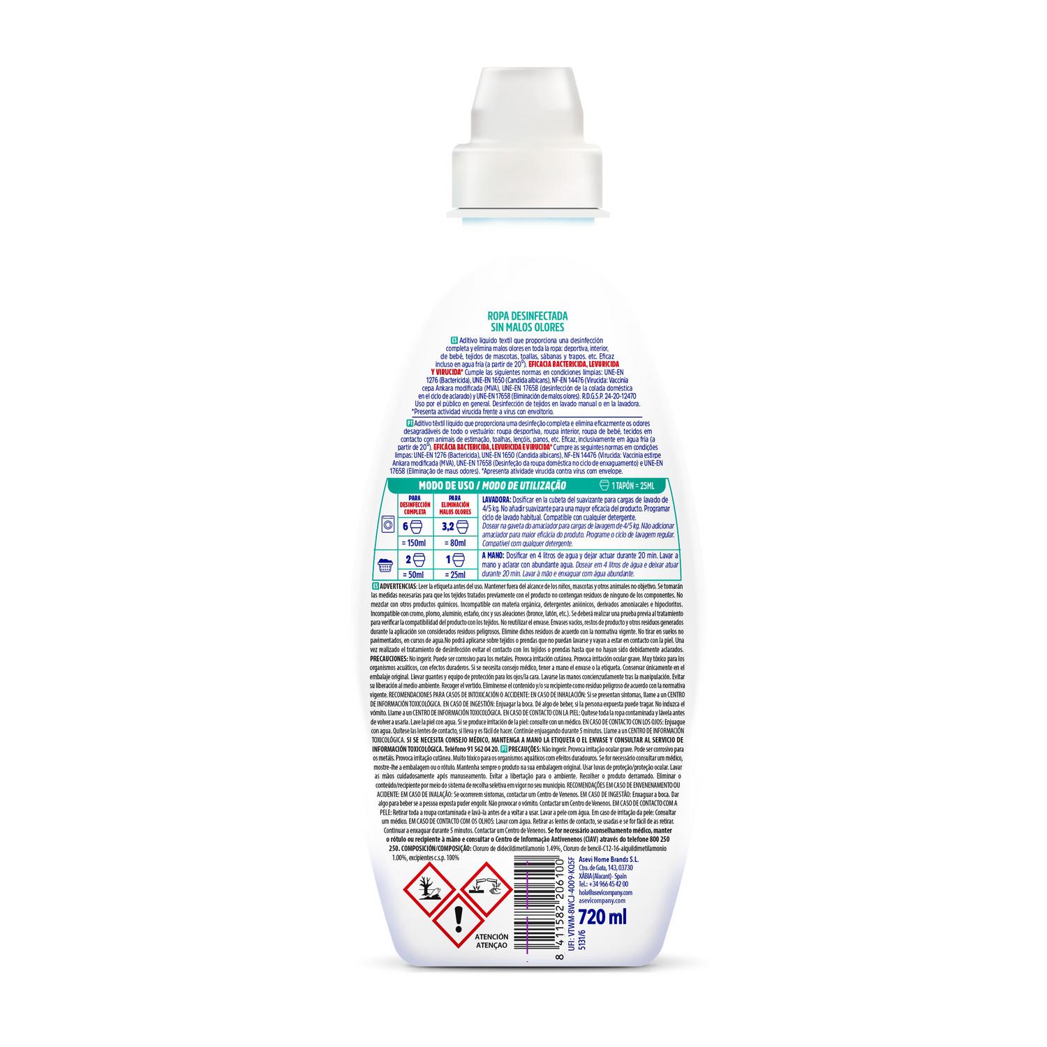 Higienizante textil Asevi 720 ml.