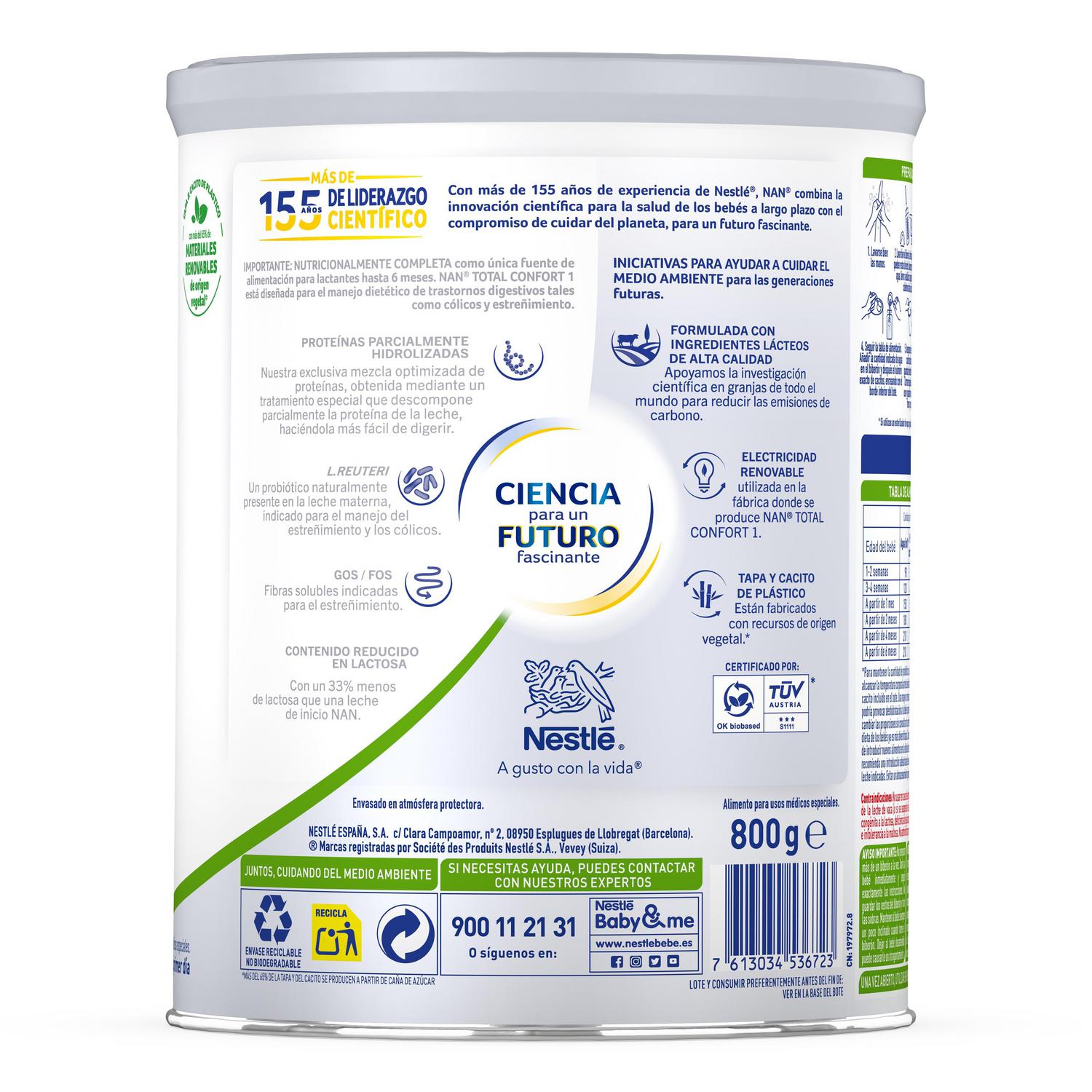 Leche infantil desde el primer día en polvo Nestlé Nan Expert Pro Total Confort 1 lata 800 g.