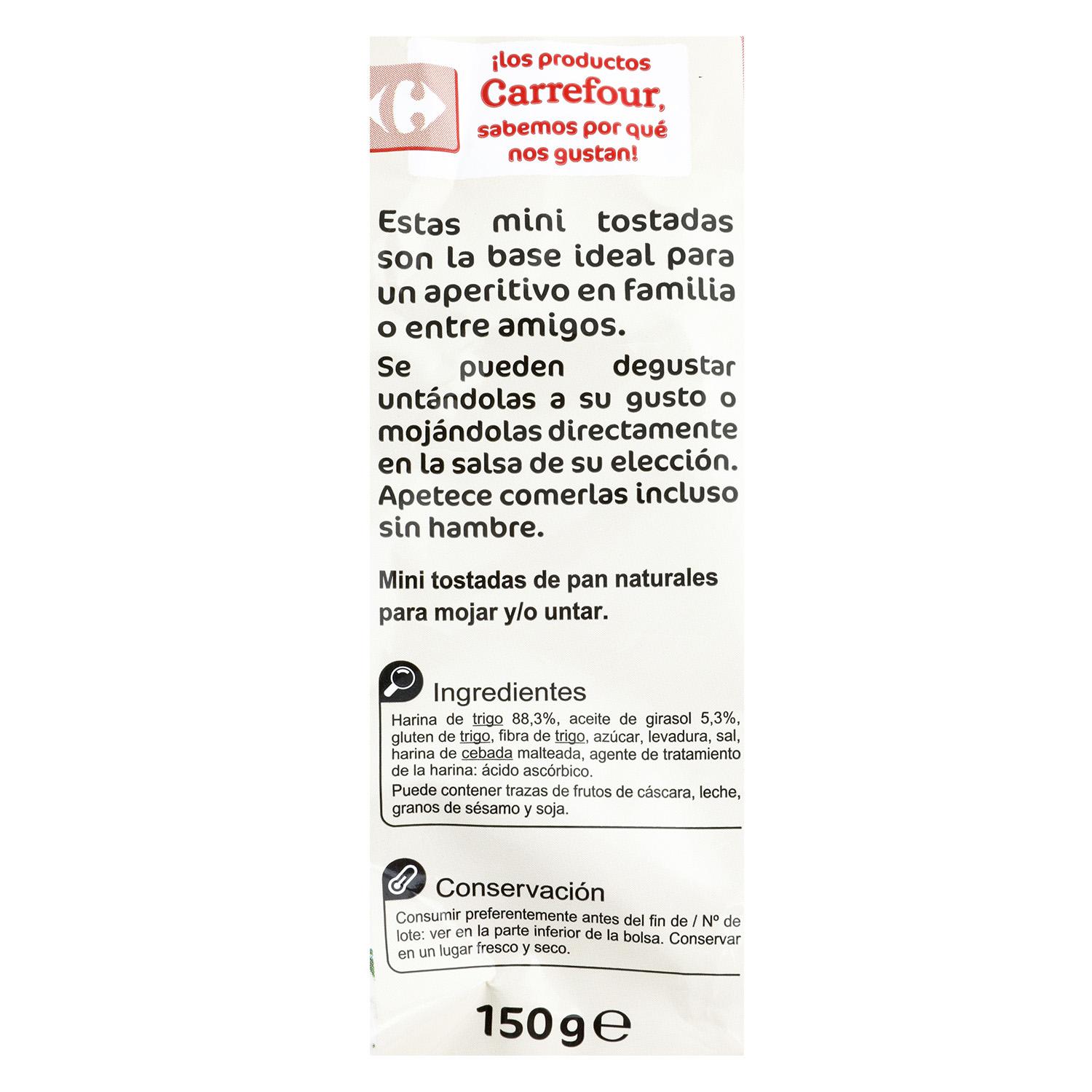 Pan tostado para dipear y untar Carrefour 150 g.