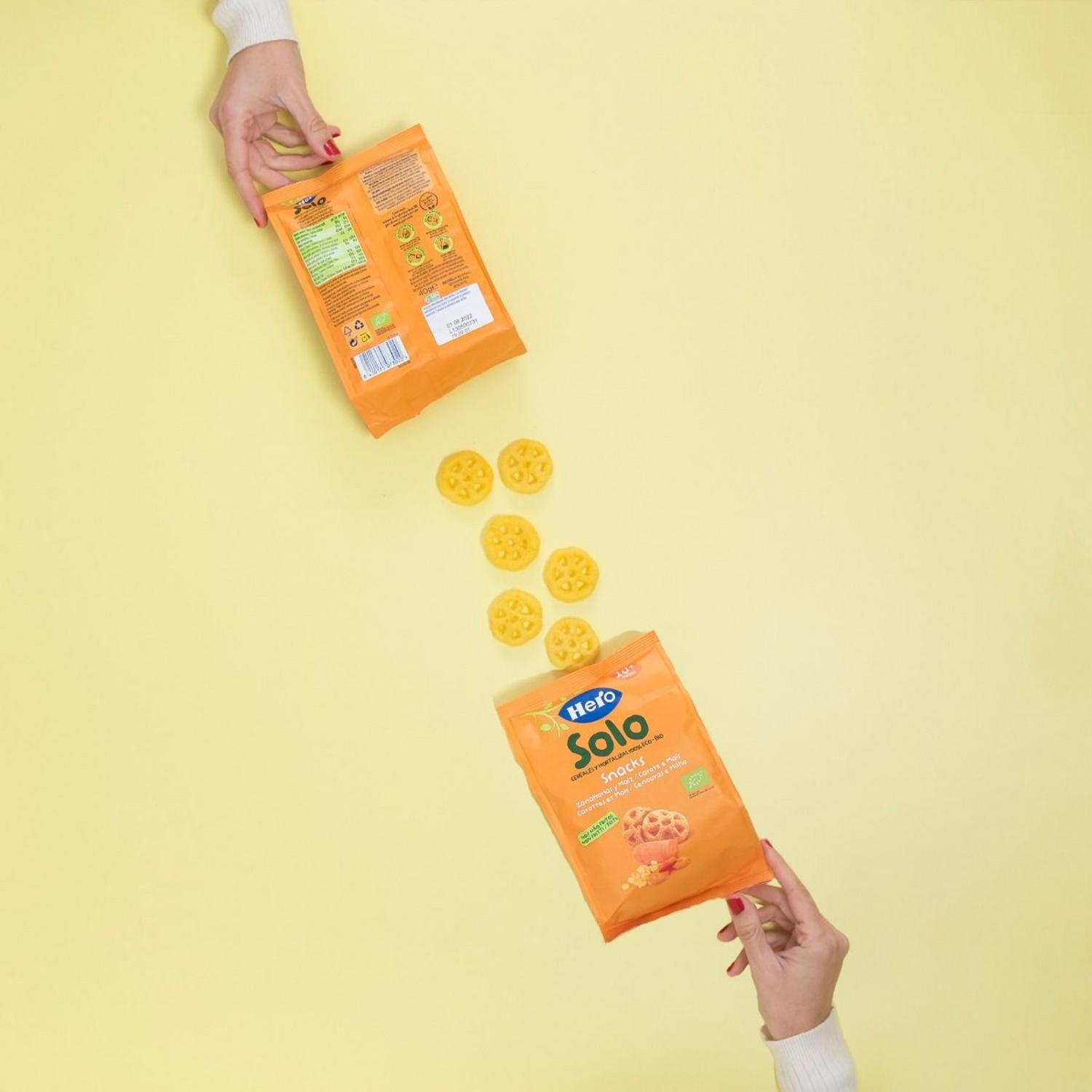 Snack de zanahoria y maíz desde 10 meses ecológico Hero Solo sin gluten 40 g.