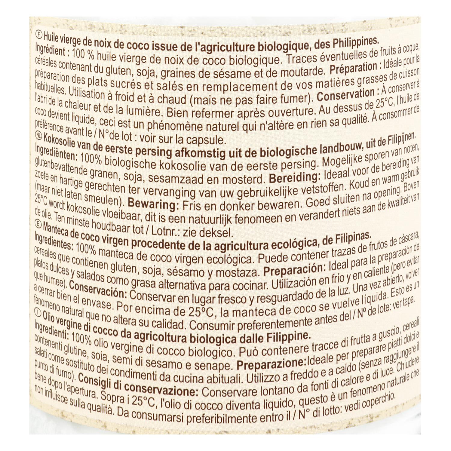 Aceite de coco ecológico Carrefour Bio 460 ml.