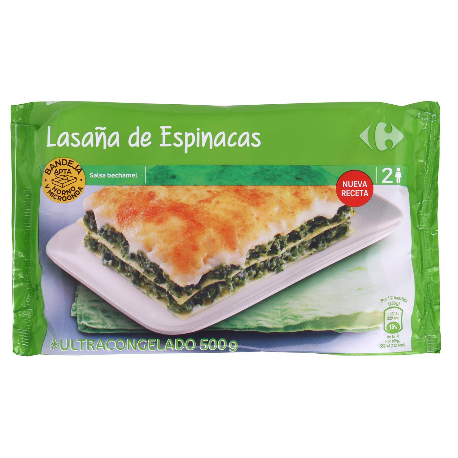 Lasaña de espinacas Carrefour 500 g.