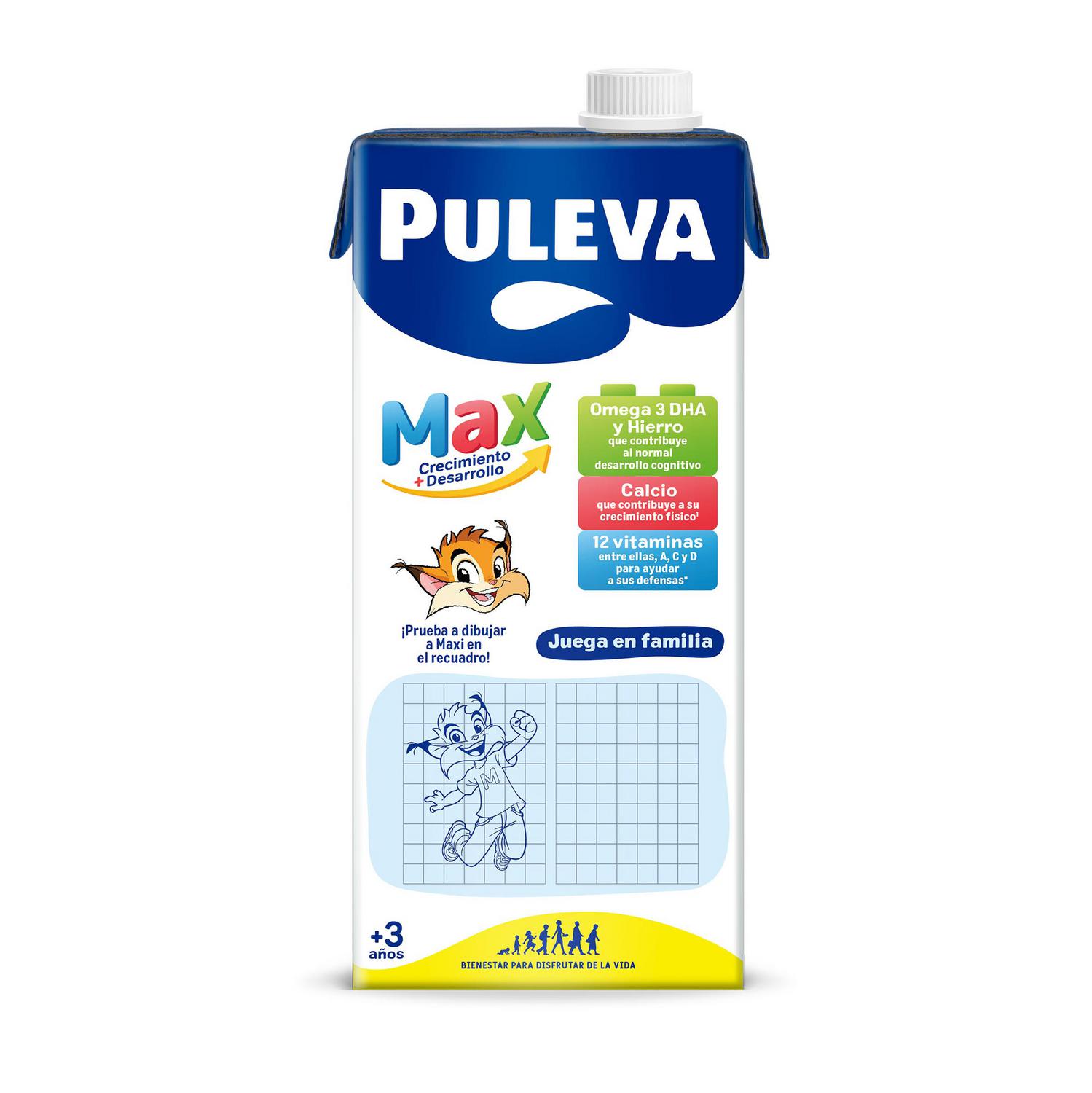 Preparado lácteo crecimiento y desarrollo Puleva Max sin gluten, sin lactosa y sin azúcar añadido brik 1 l.