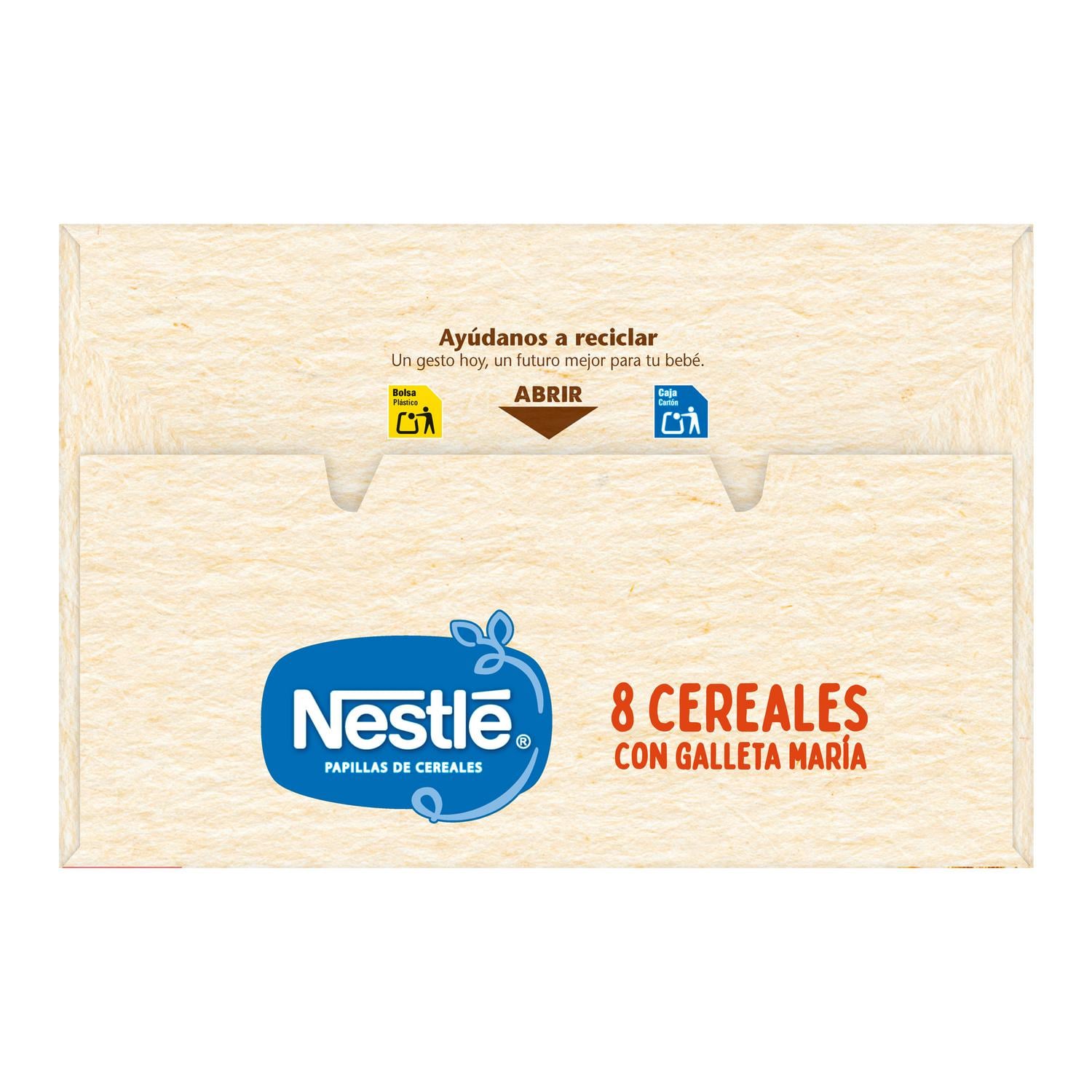 Papilla infantil desde 6 meses 8 cereales con galleta maría Nestlé sin azúcar añadido 725 g.