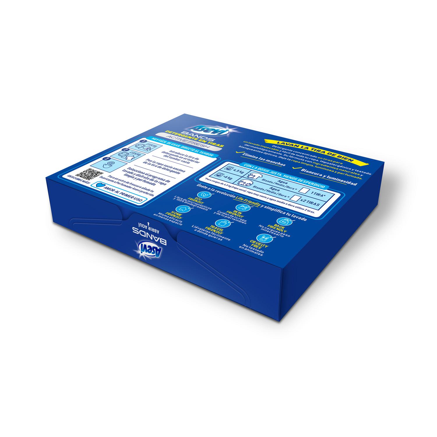 Detergente en tiras active fresh Asevi 30 lavados.