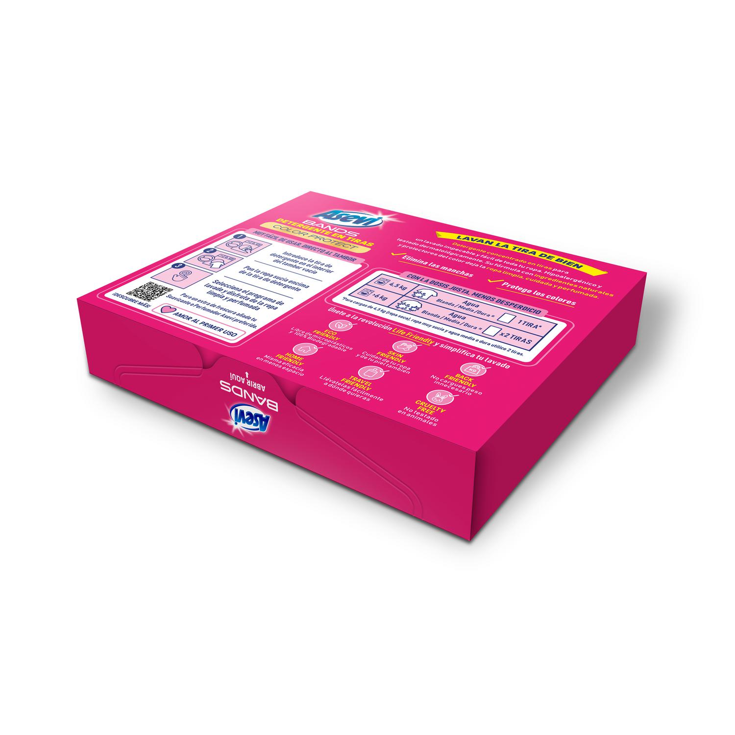 Detergene en tiras color protect Asevi 30 lavados.