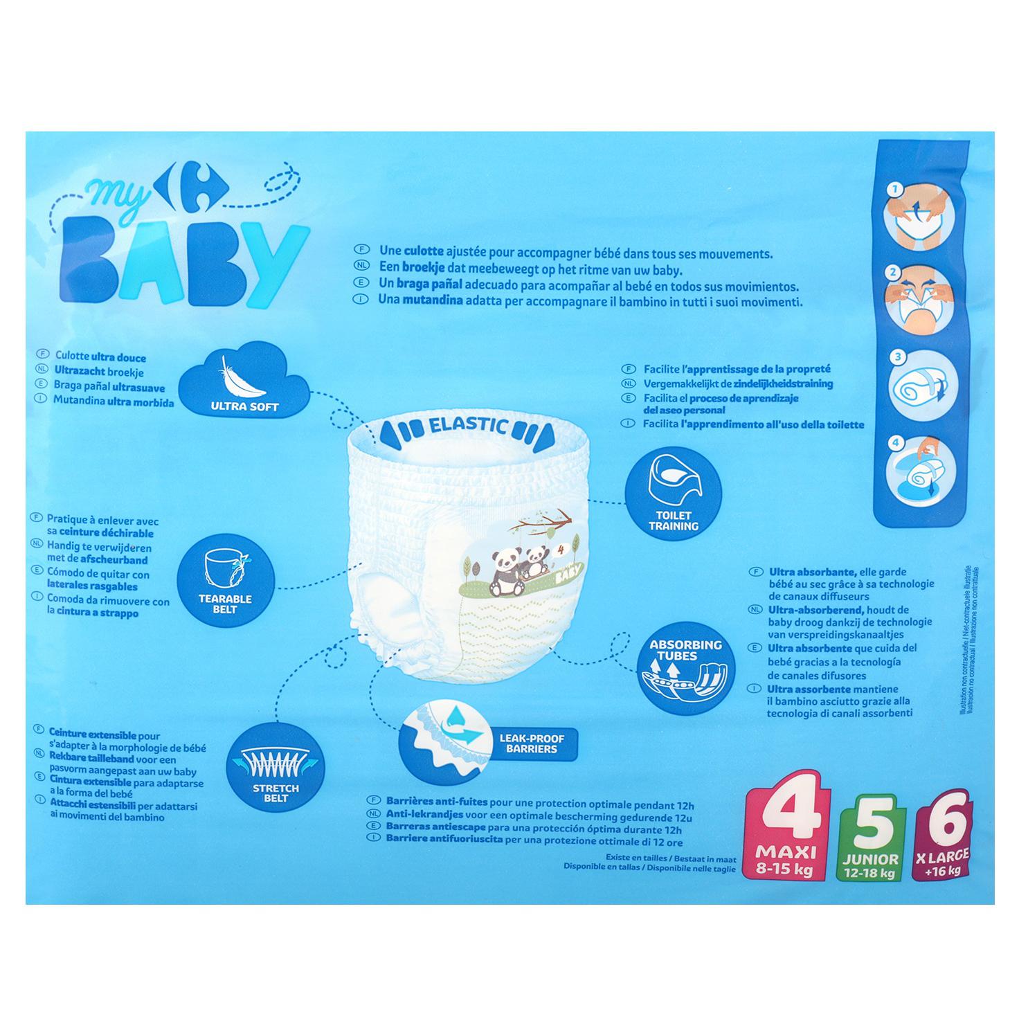 Pants optima adsorption My Carrefour Baby T4 (8 -15 kg) 44 ud.
