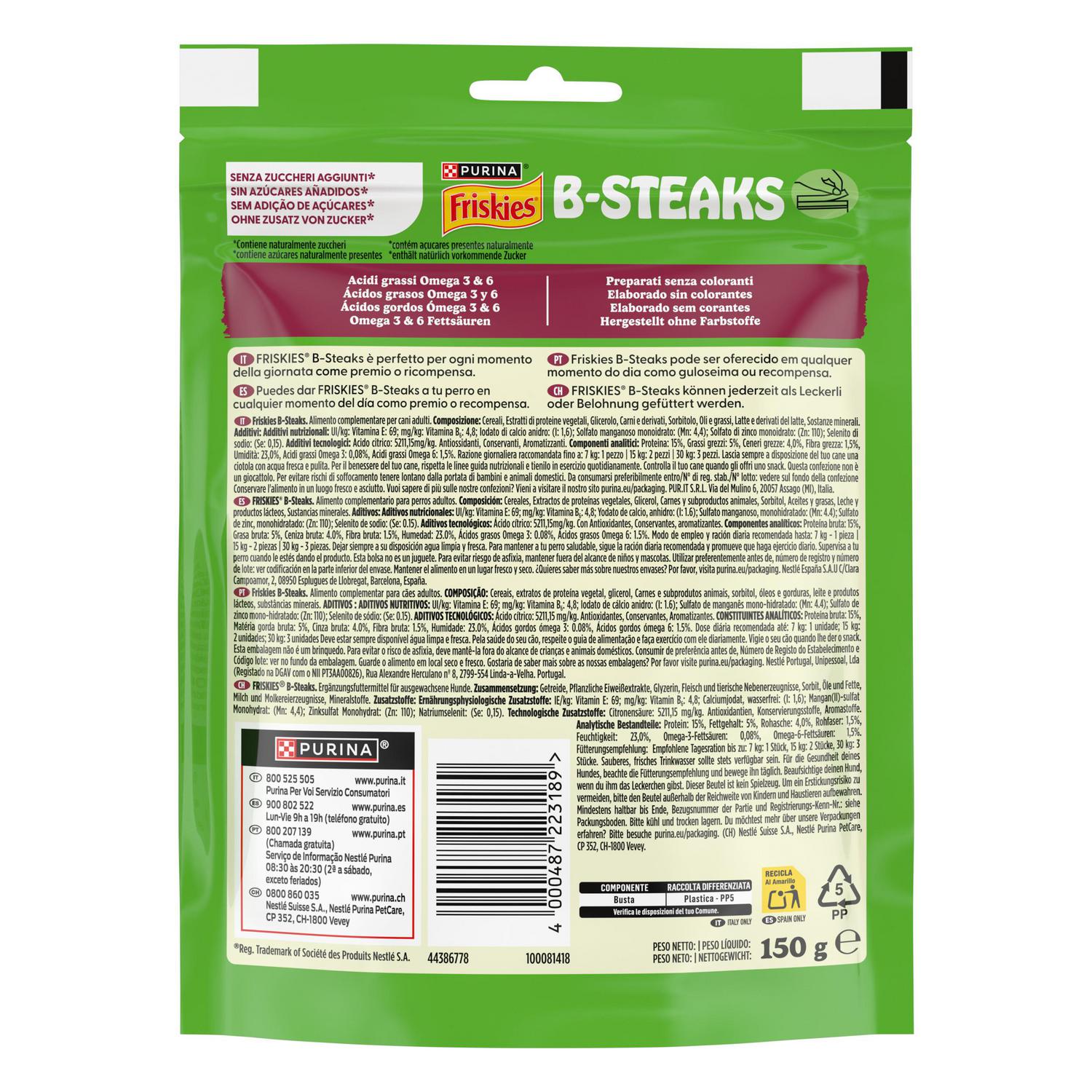 Snack para perro Purina Friskies B-Steaks 150 g.