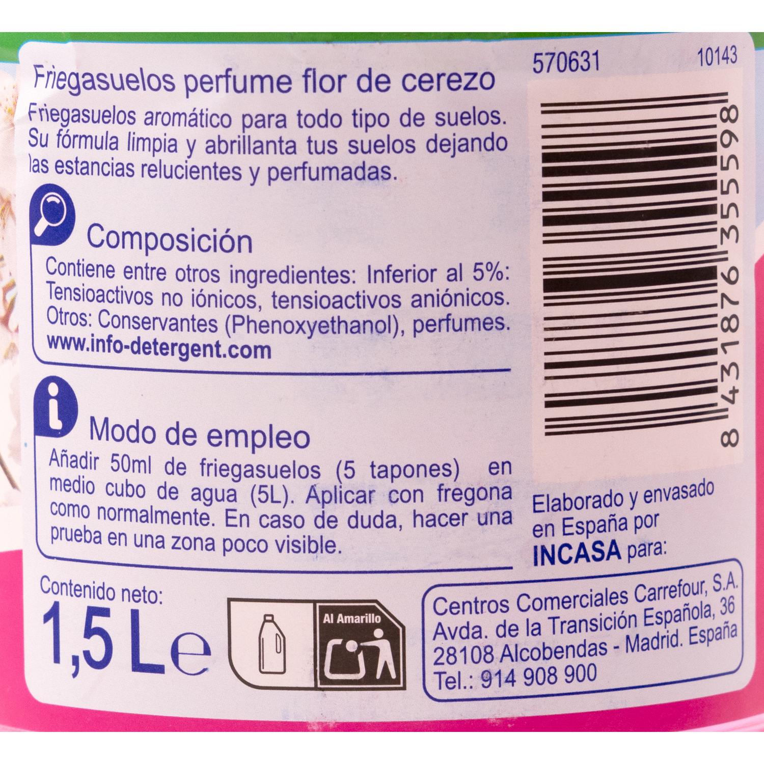 Friegasuelos flor de cerezo Carrefour Essential 1,5 l.