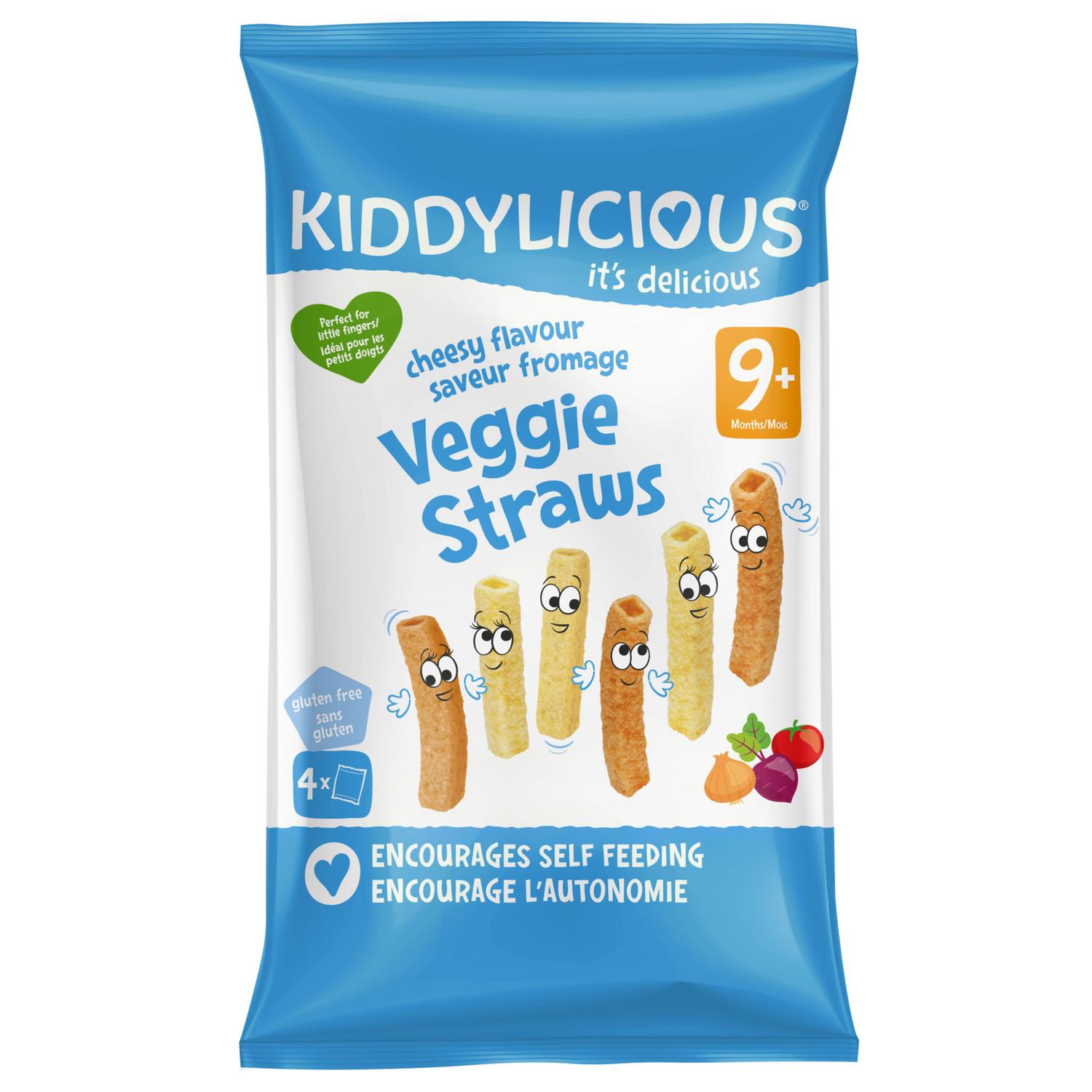 Pajitas con queso desde 9 meses Kiddylicious sin gluten 4 ud.