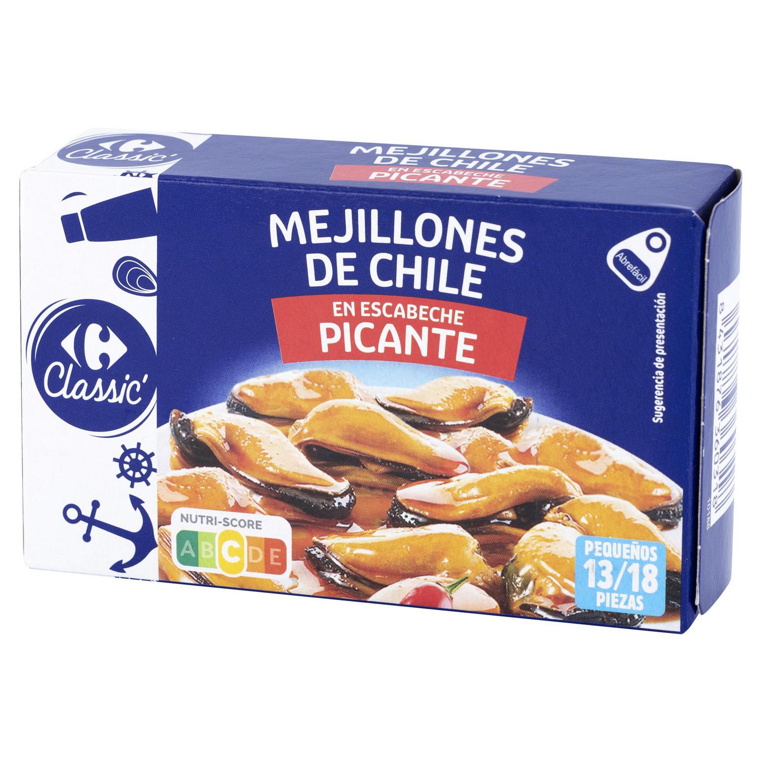 Mejillón de Chile en escabeche picante 14/18 Classic Carrefour 69 g.