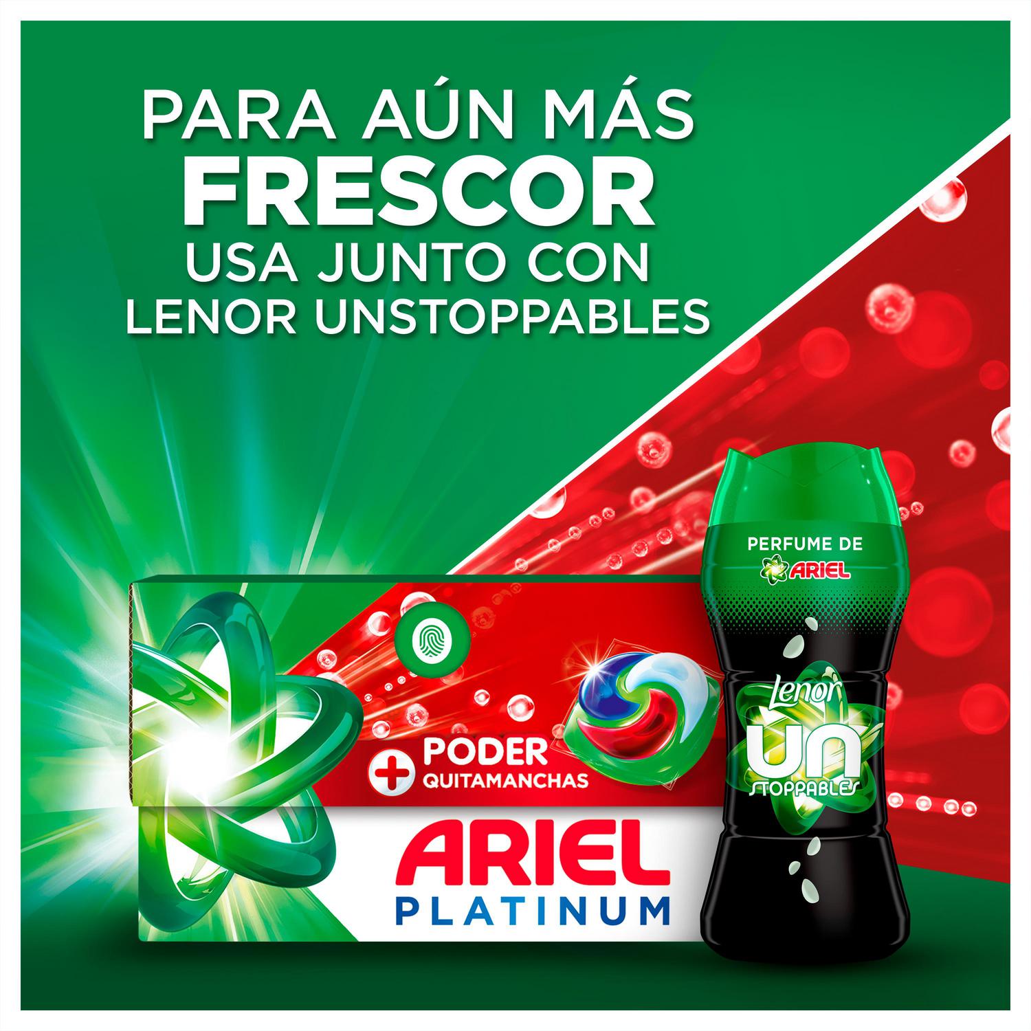 Detergente en cápsulas poder quitamanchas Ariel Platinum 60 lavados.