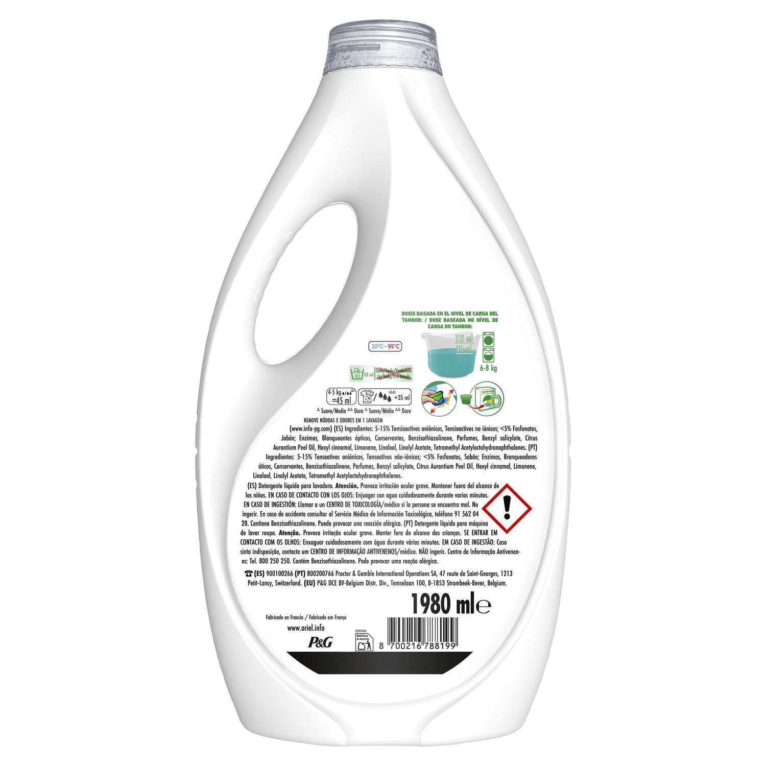 Detergente líquido original Ariel 44 lavados.