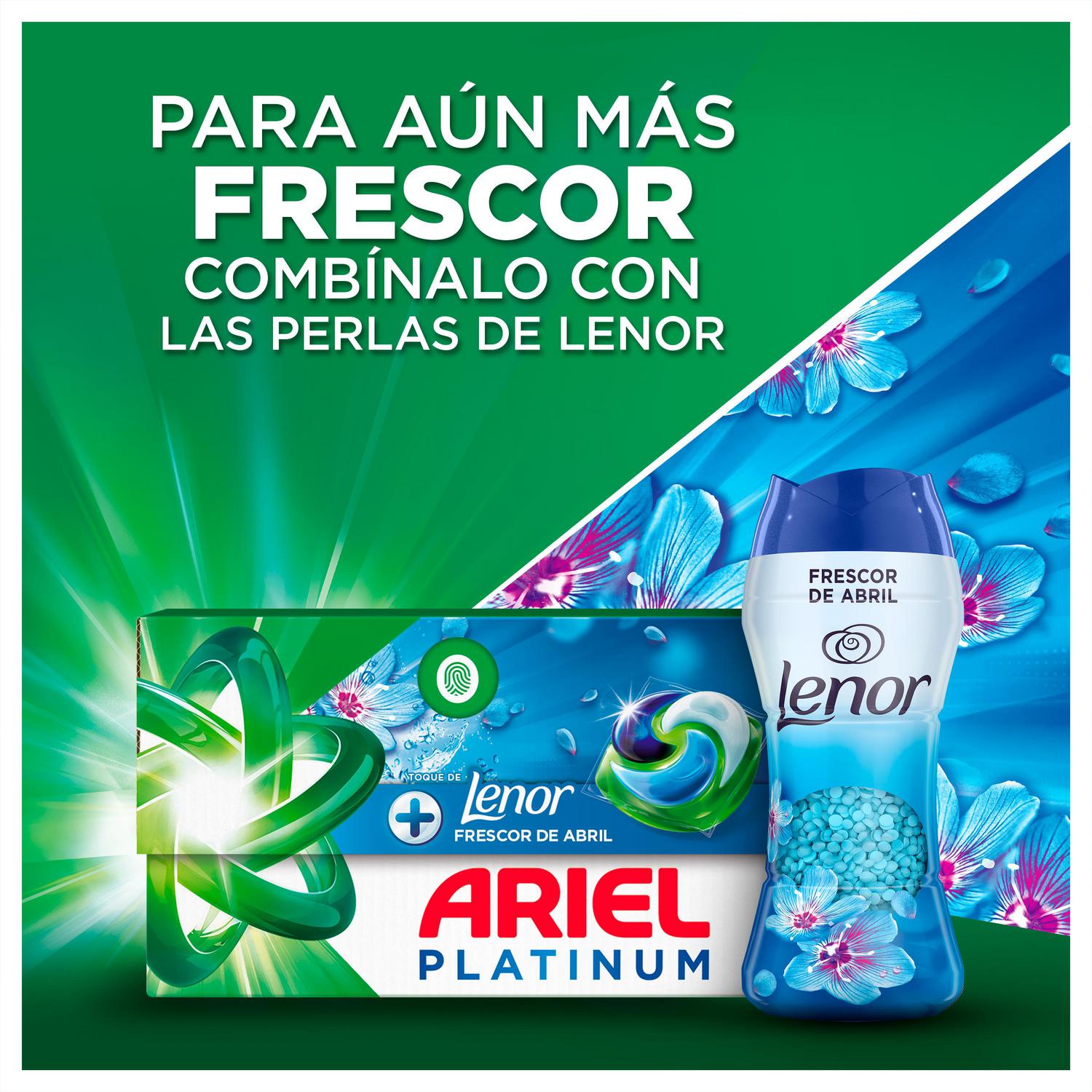 Detergente en cápsulas +toque de Lenor frescor de Abril Ariel Platinum 35 lavados.