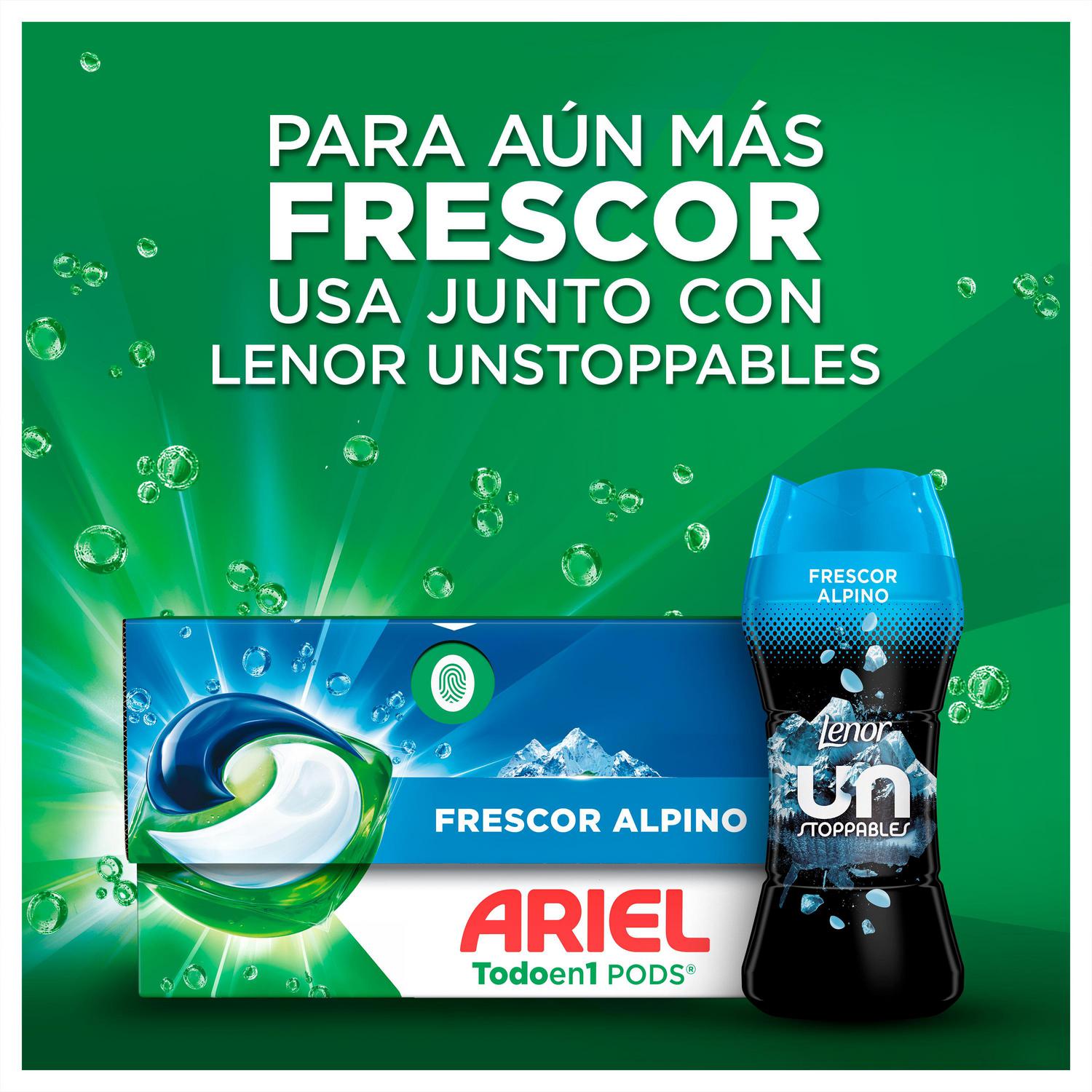 Detergente en cápsulas frescor alpino Ariel 38 lavados.