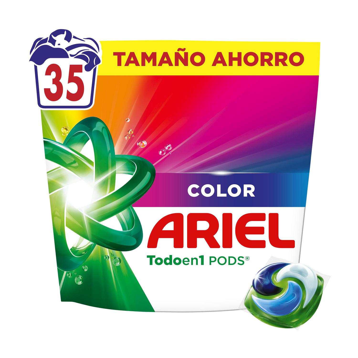 Detergente en cápsulas color Todoen1 Pods Ariel 35 lavados.
