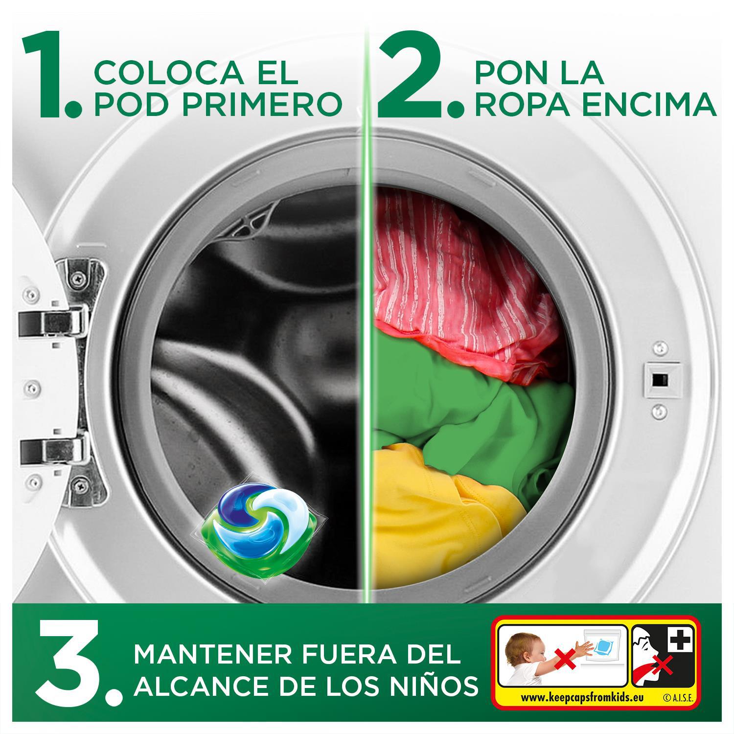 Detergente en cápsulas color Todoen1 Pods Ariel 35 lavados.