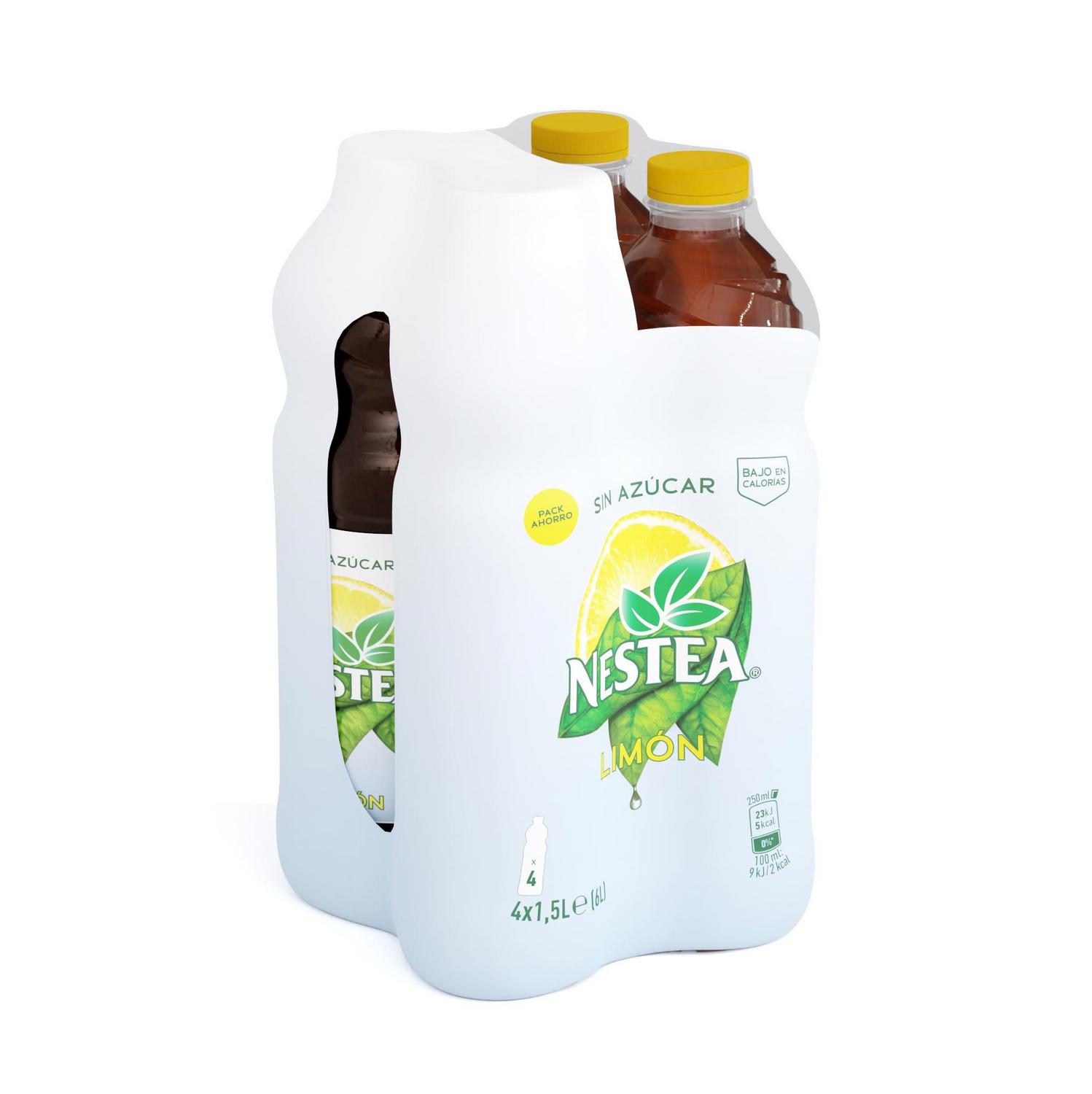 Nestea té verde limón sin azúcar bajo en calorías pack 4 botellas 1,5 l.